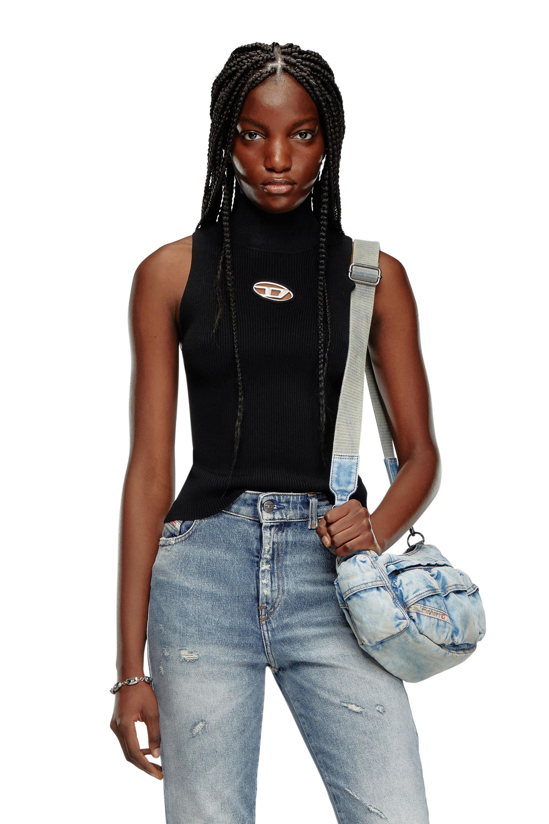 diesel - ribbed-knit turtleneck top - tops - woman - multicolor