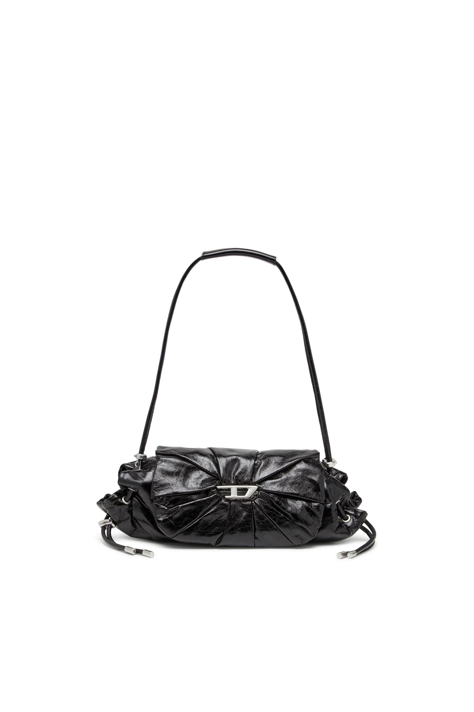 diesel - scrunch-d s-shoulder bag in scrunched leather - shoulder bags - woman - black