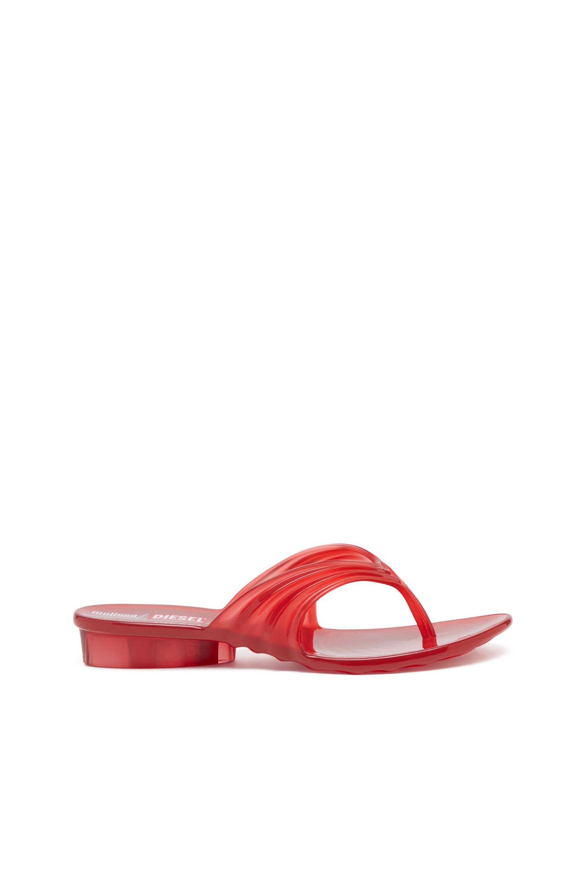 diesel - sculptural flip-flops in melflex - sandals - woman - red