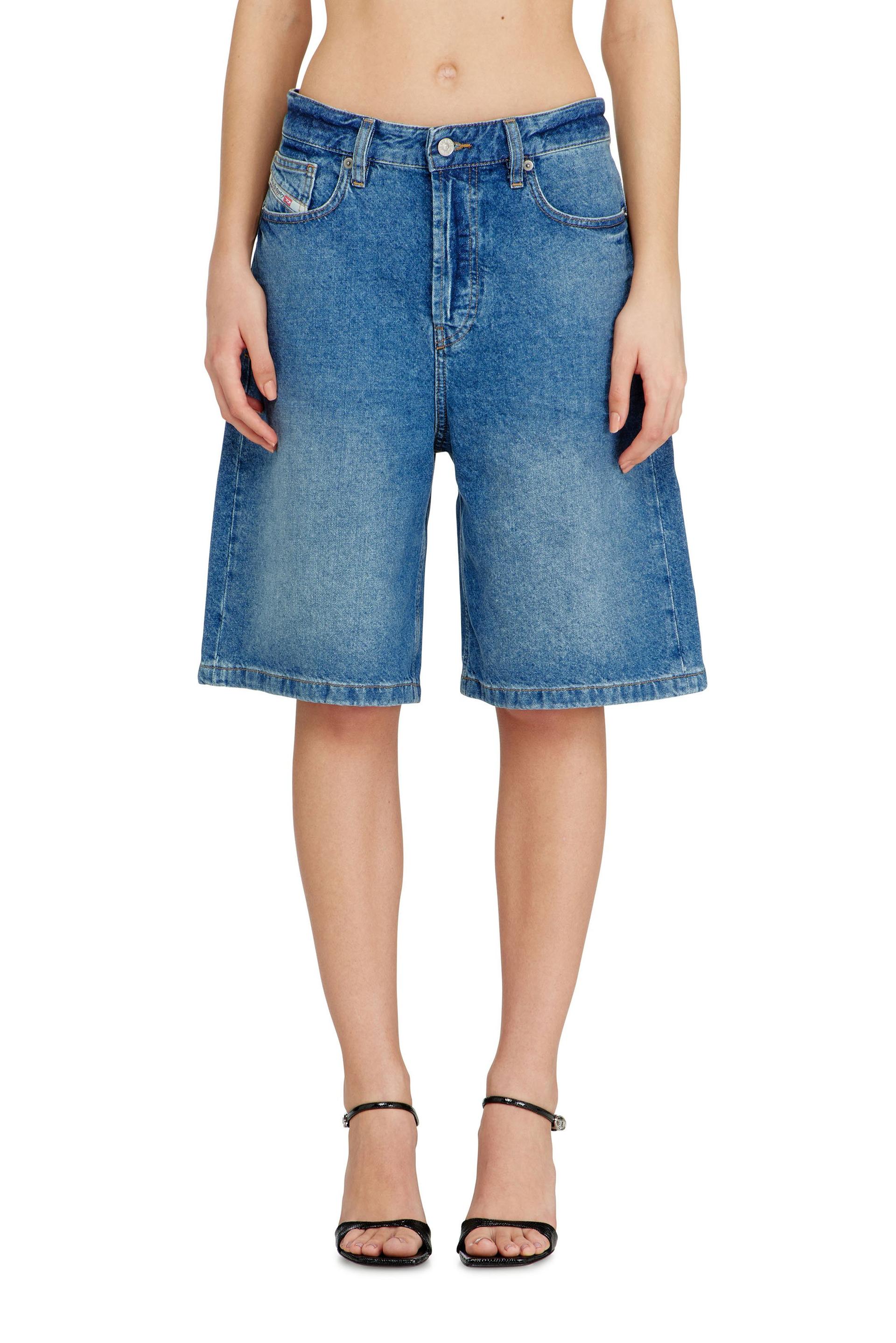 diesel - shorts in clean-washed denim - shorts - woman - blue
