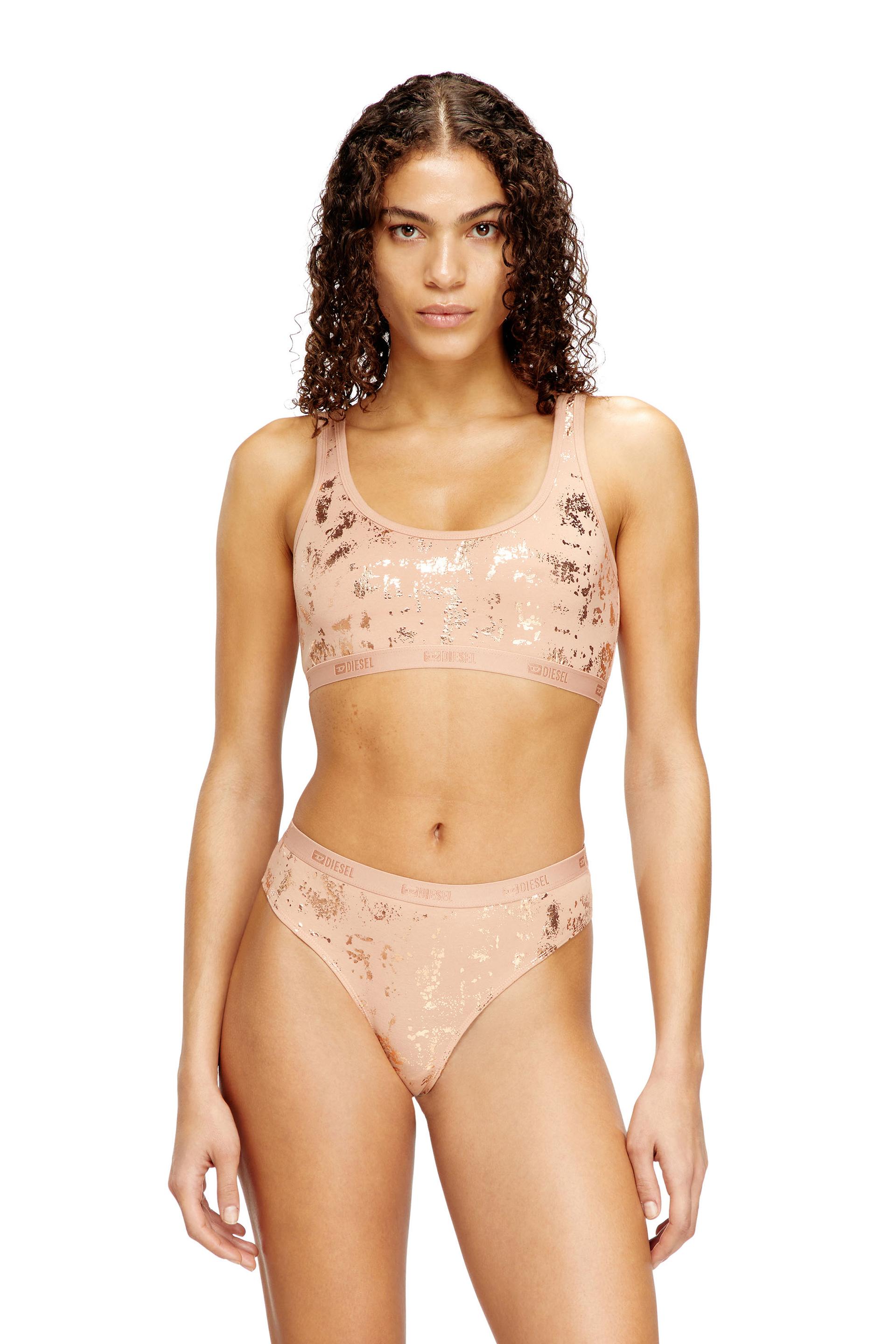 diesel - stretch-cotton bralette with metallic print - bras - woman - pink