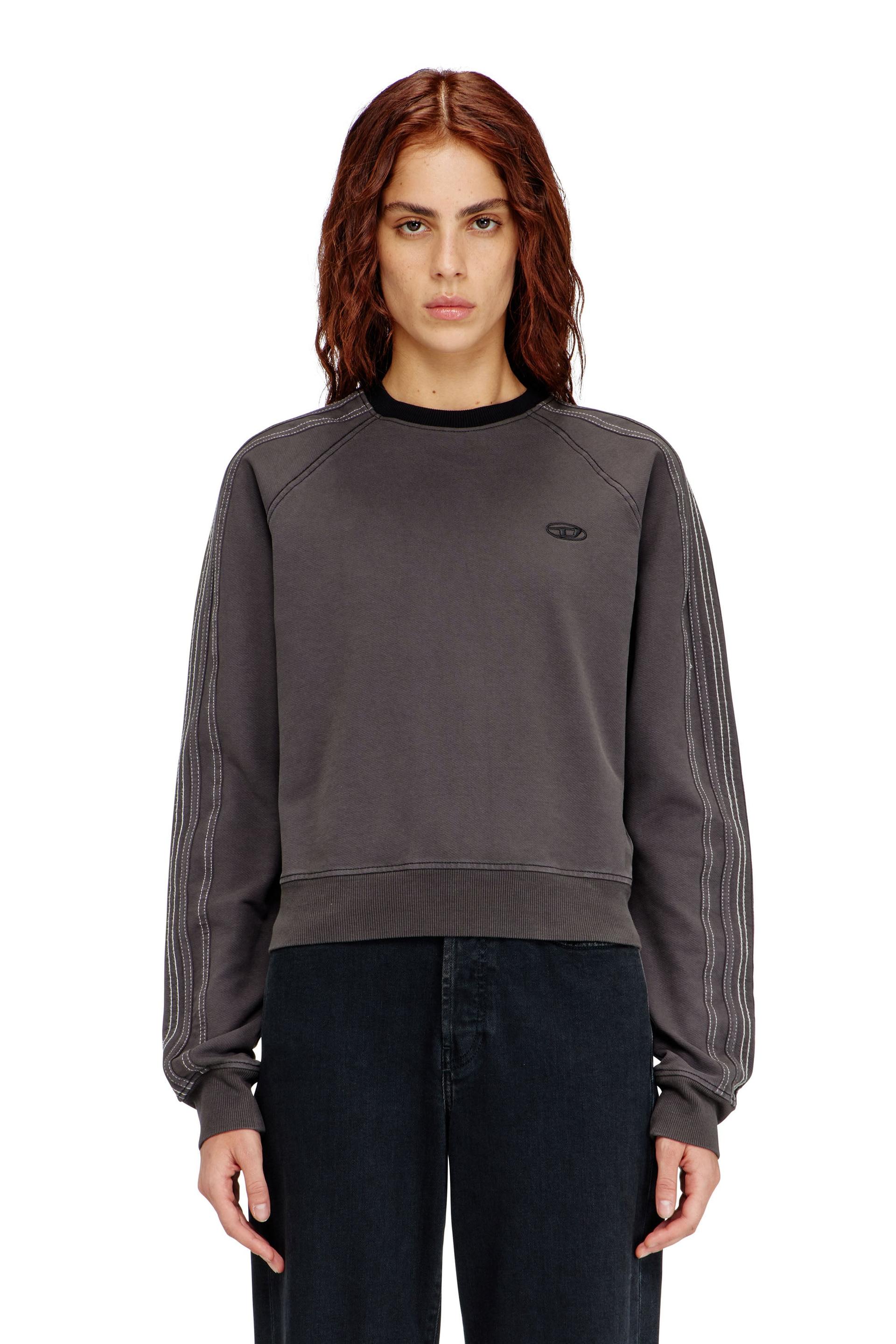 diesel - sweatshirt with bands and oval d embroidery - sweaters - woman - grey