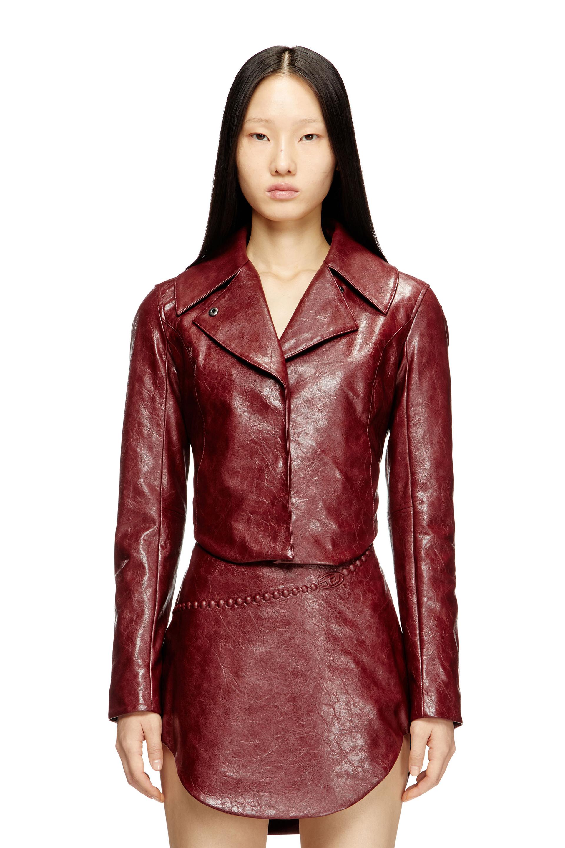 diesel - tailored jacket in coated fabric - jackets - woman - red