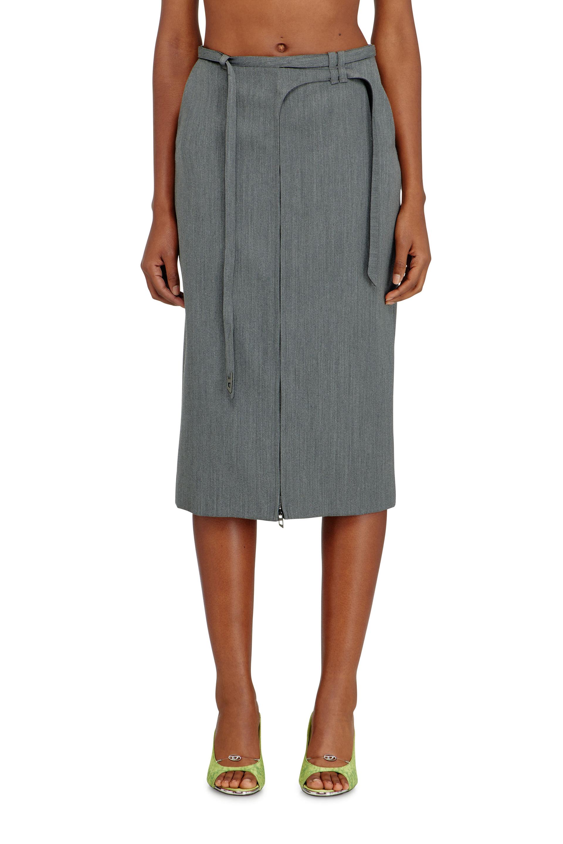 diesel - tailored midi pencil skirt with biker straps - skirts - woman - grey