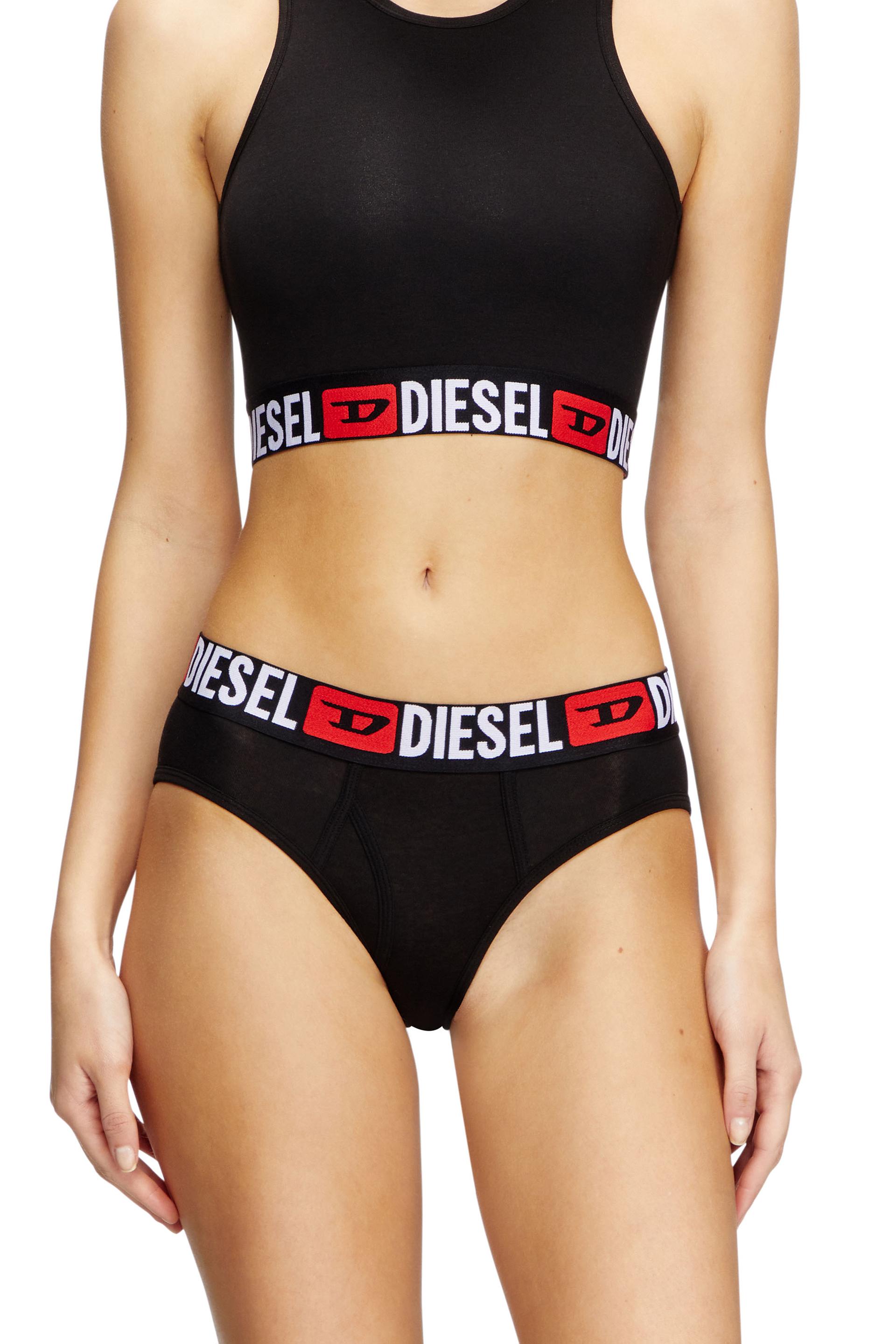 diesel - three-pack briefs with maxi-logo waist - panties - woman - black