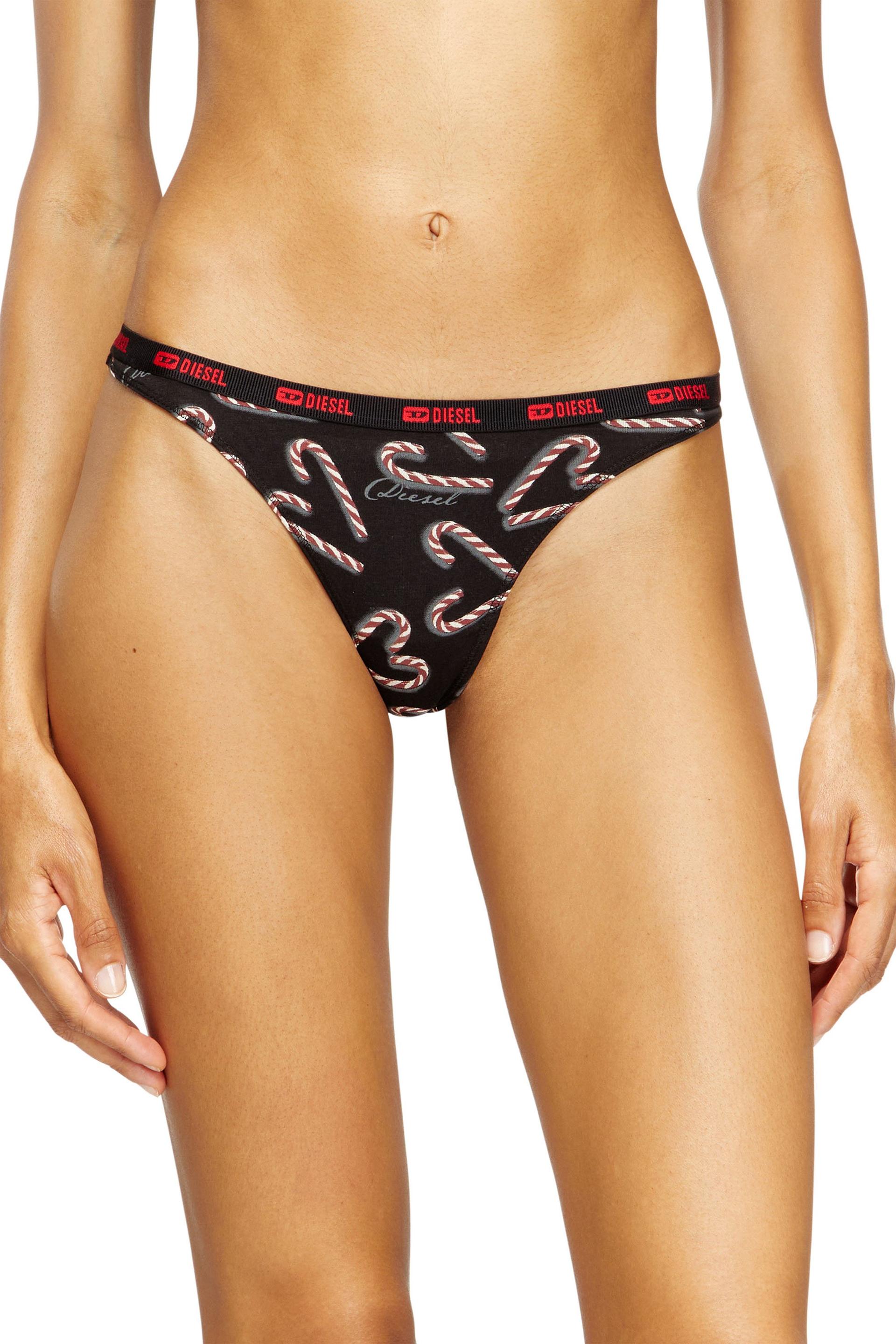 diesel - three-pack thongs with candy cane print - strings - woman - black