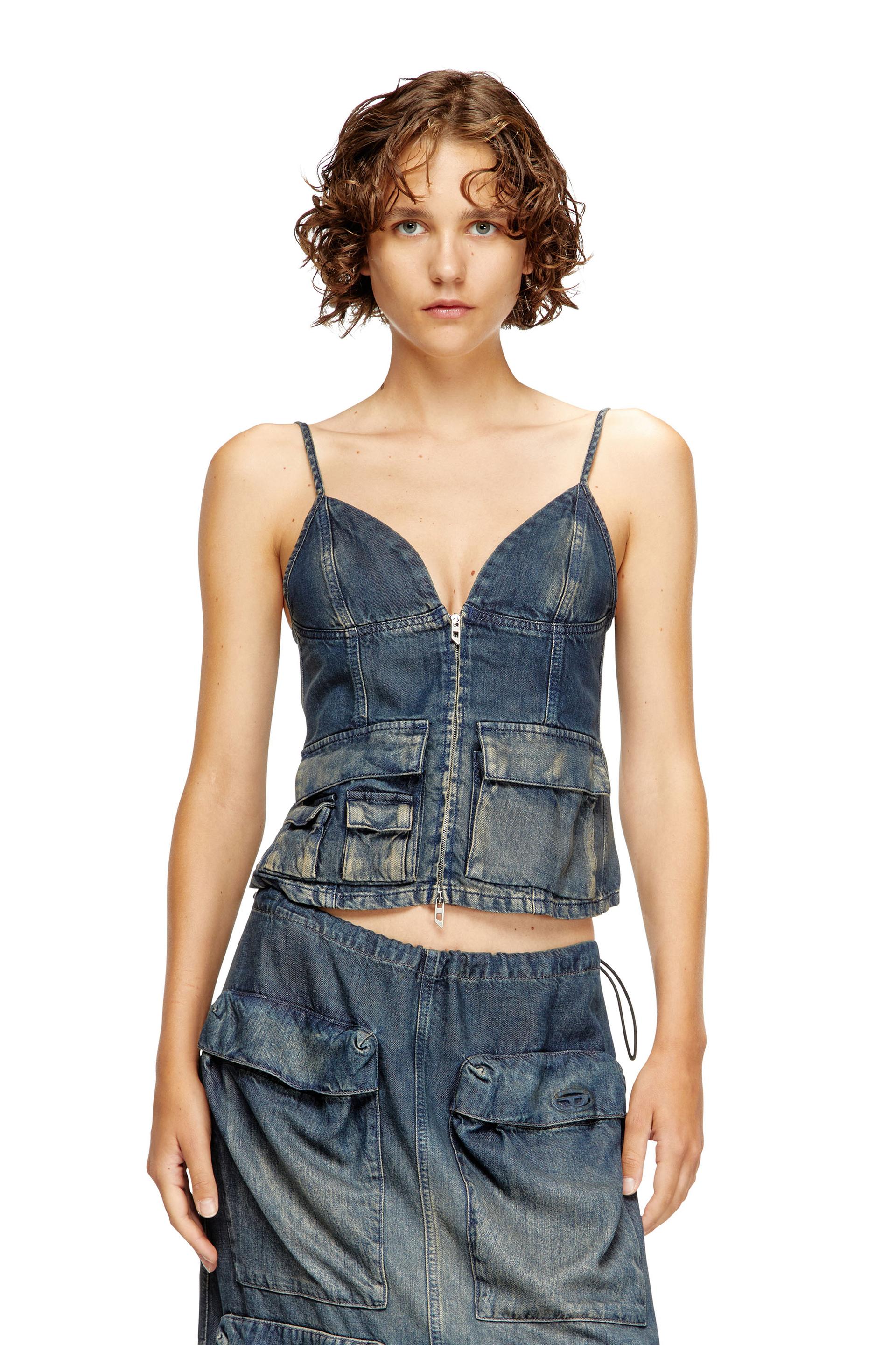 diesel - top in gradient fluid denim - tops - woman - blue