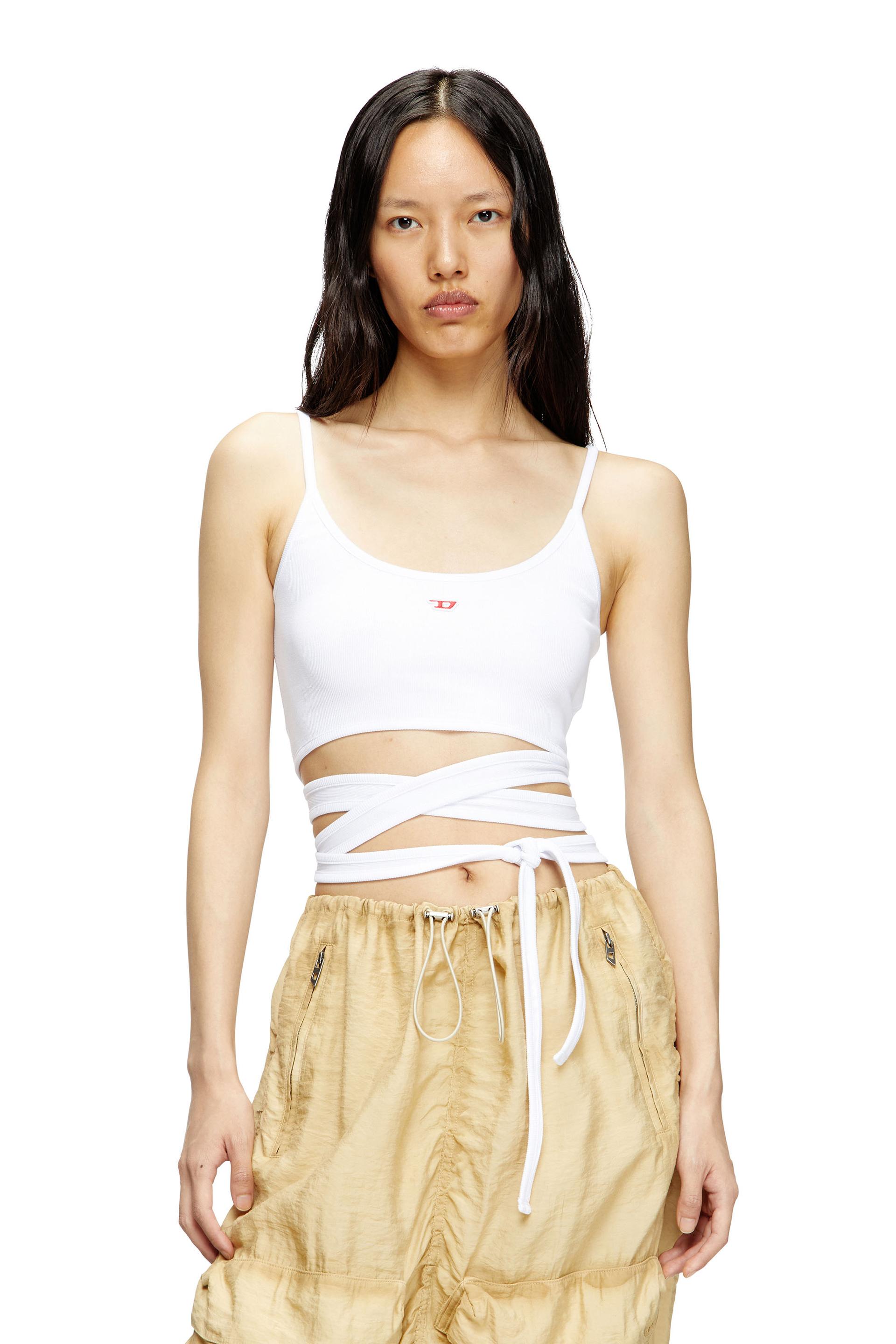 diesel - vest top with wrap ties - t-shirts - woman - white