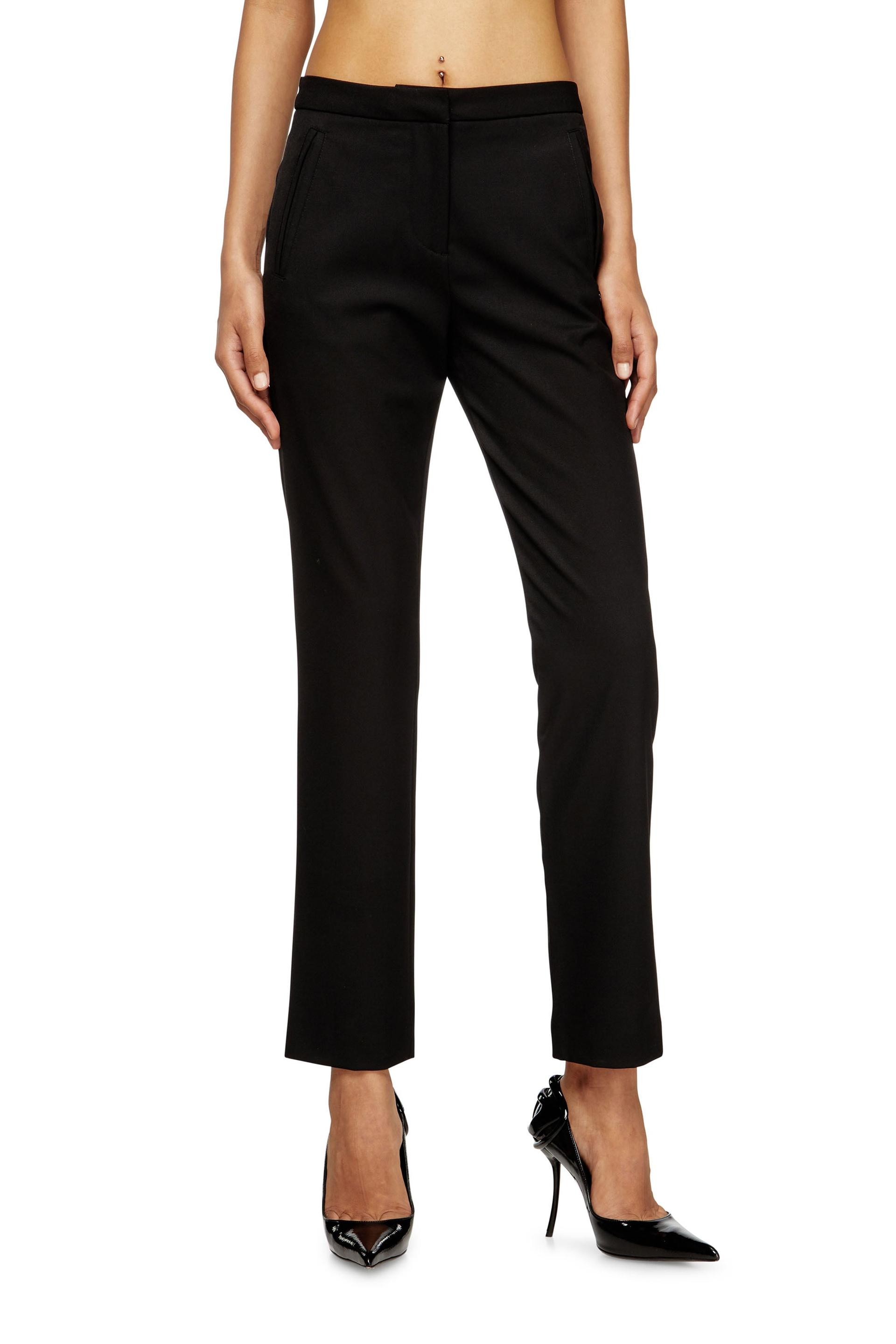diesel - wool blend pants with welt pockets - pants - woman - black