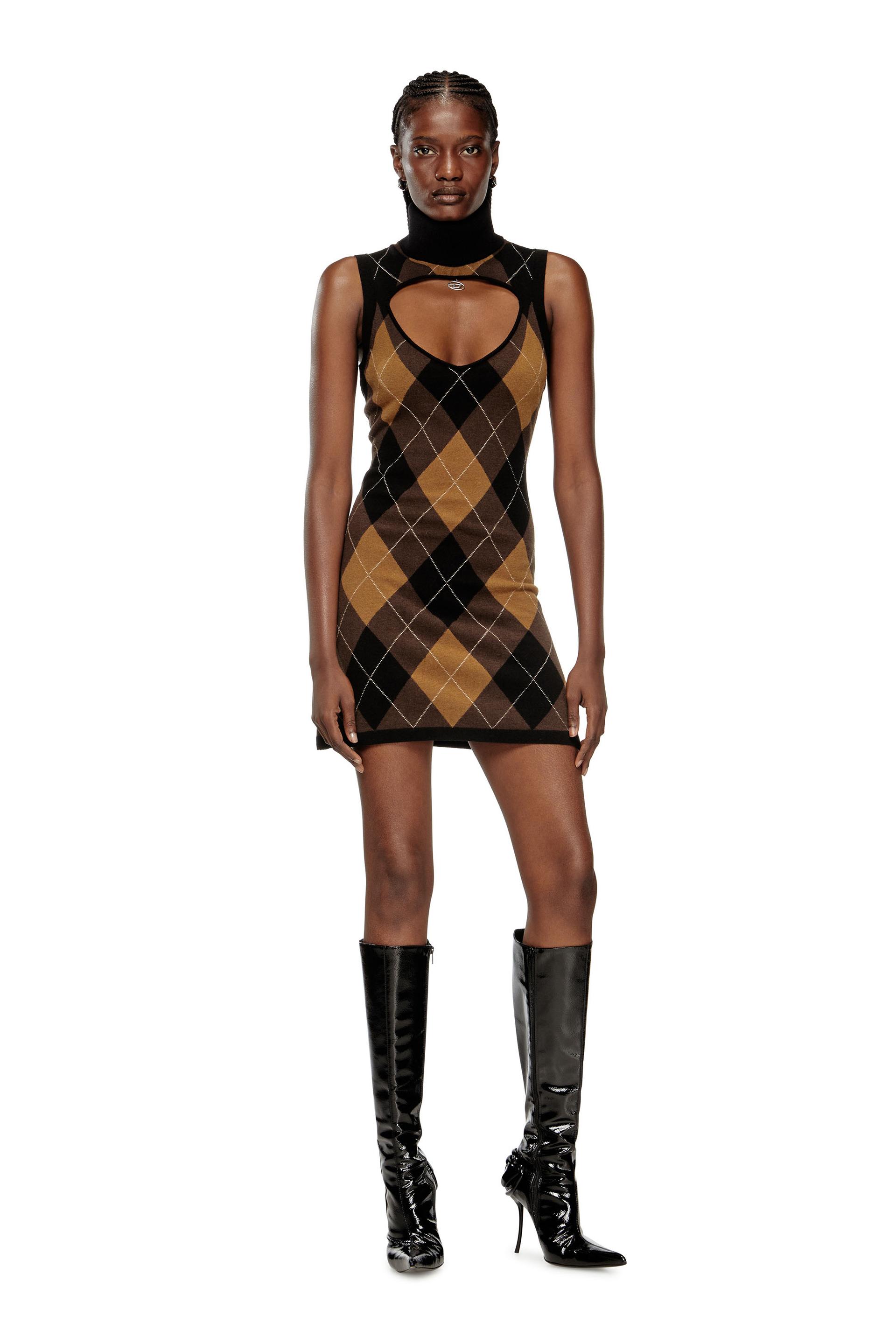 diesel - wool dress with argyle pattern - dresses - woman - multicolor