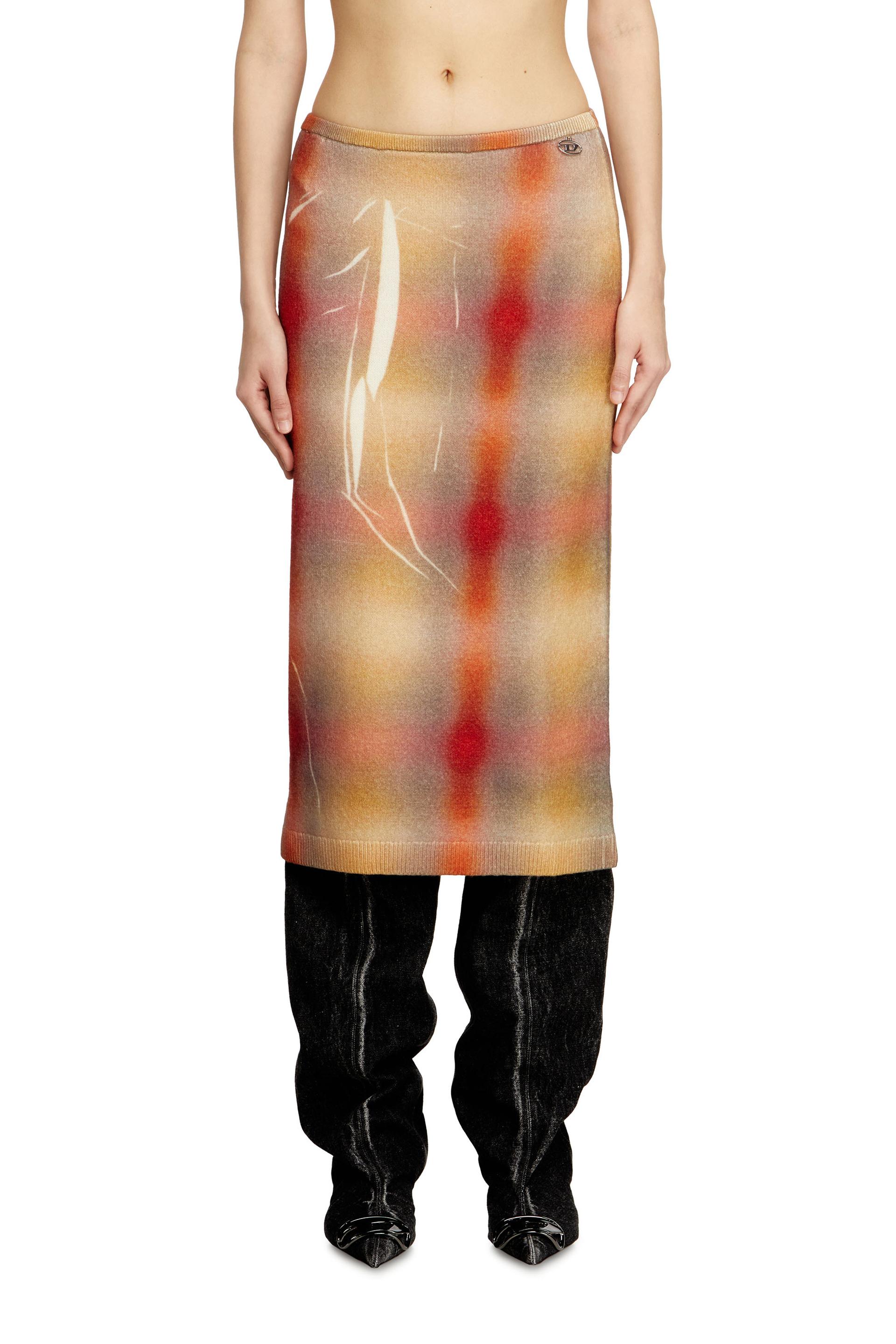 diesel - wool midi skirt with all-over check print - skirts - woman - multicolor
