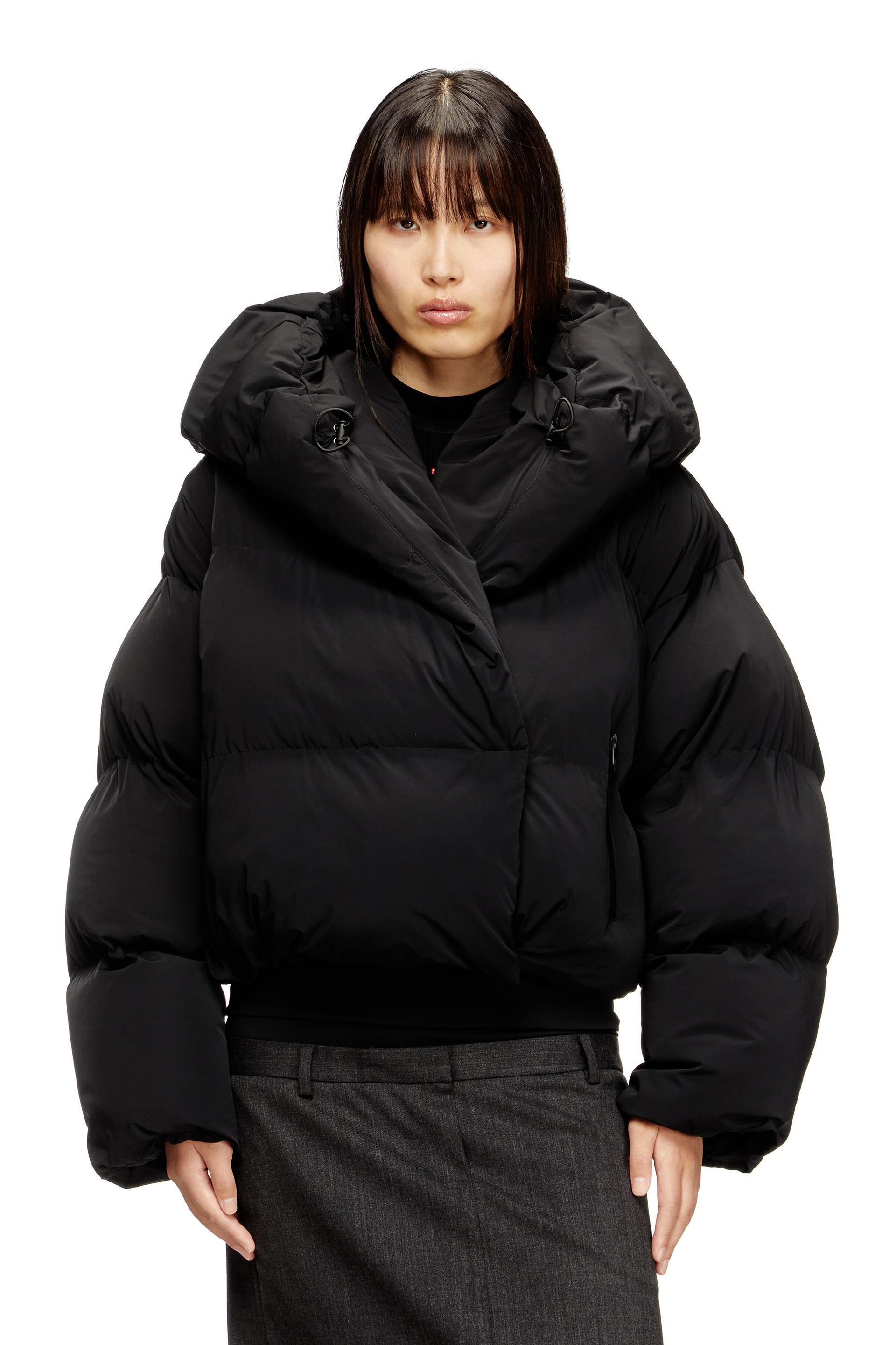 diesel - wrap puffer jacket in bi-stretch nylon - winter jackets - woman - black