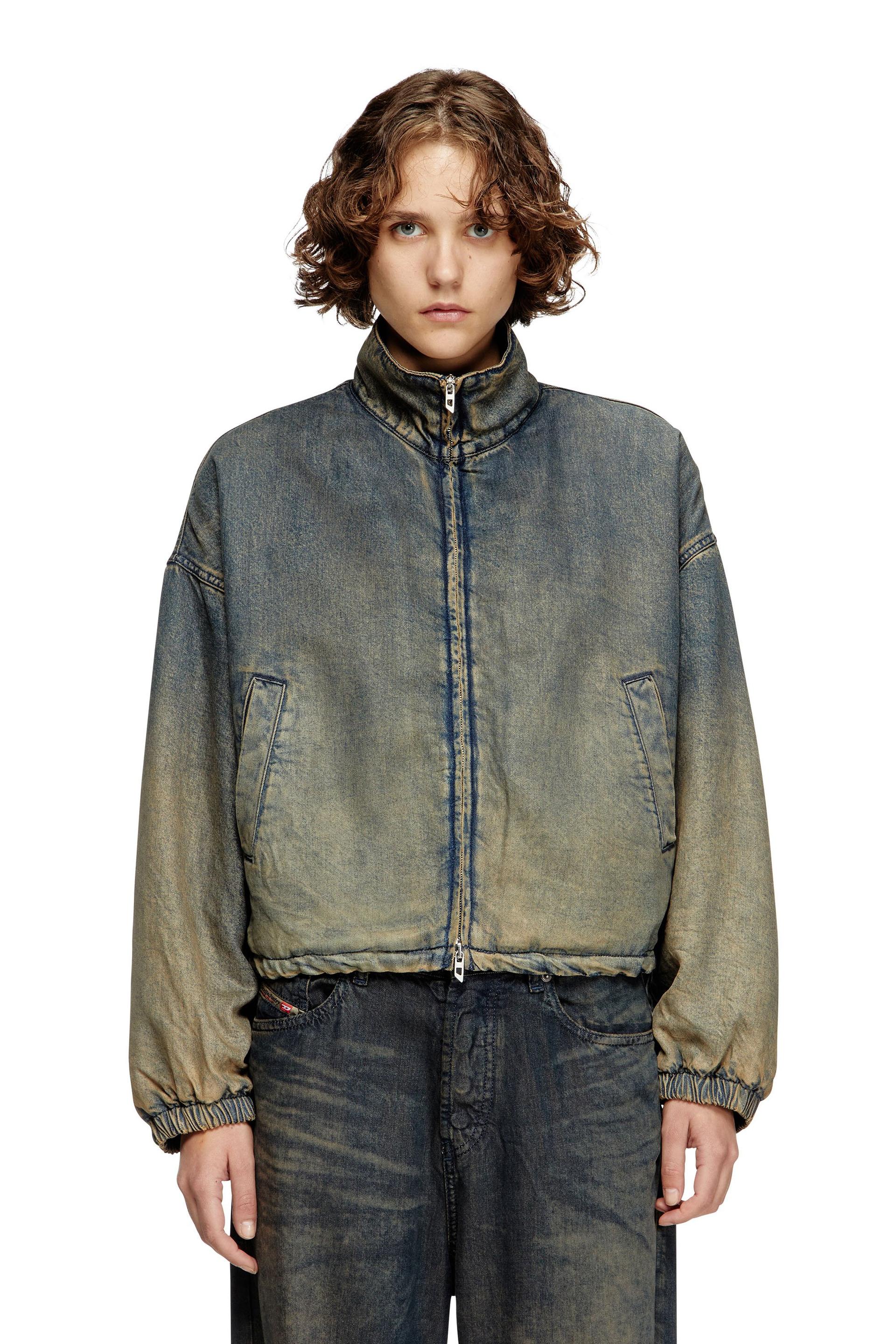 diesel - zipped jacket in fluid shaded denim - denim jackets - woman - blue