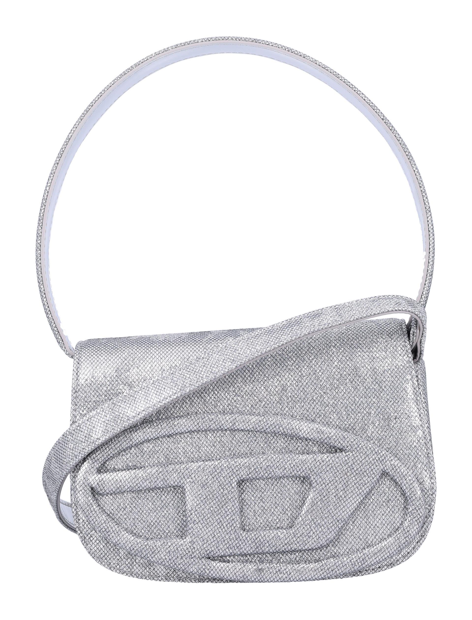 diesel 1-dr lurex shoulder bag silver polyester - women