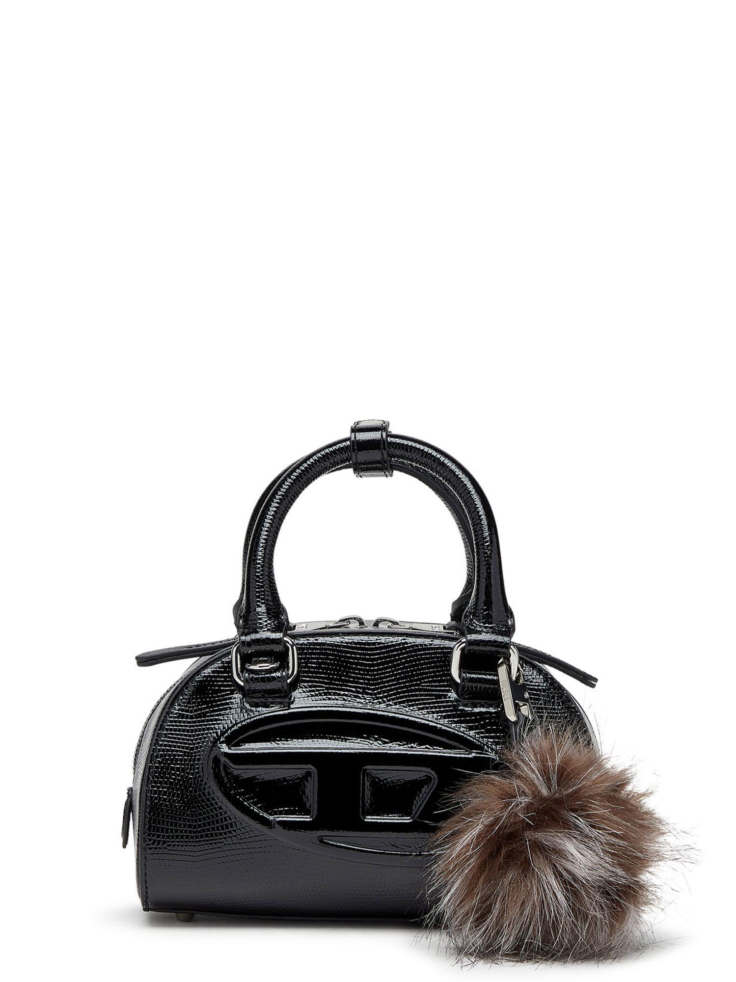 diesel 1dr dome leather shoulder bag with croco effect