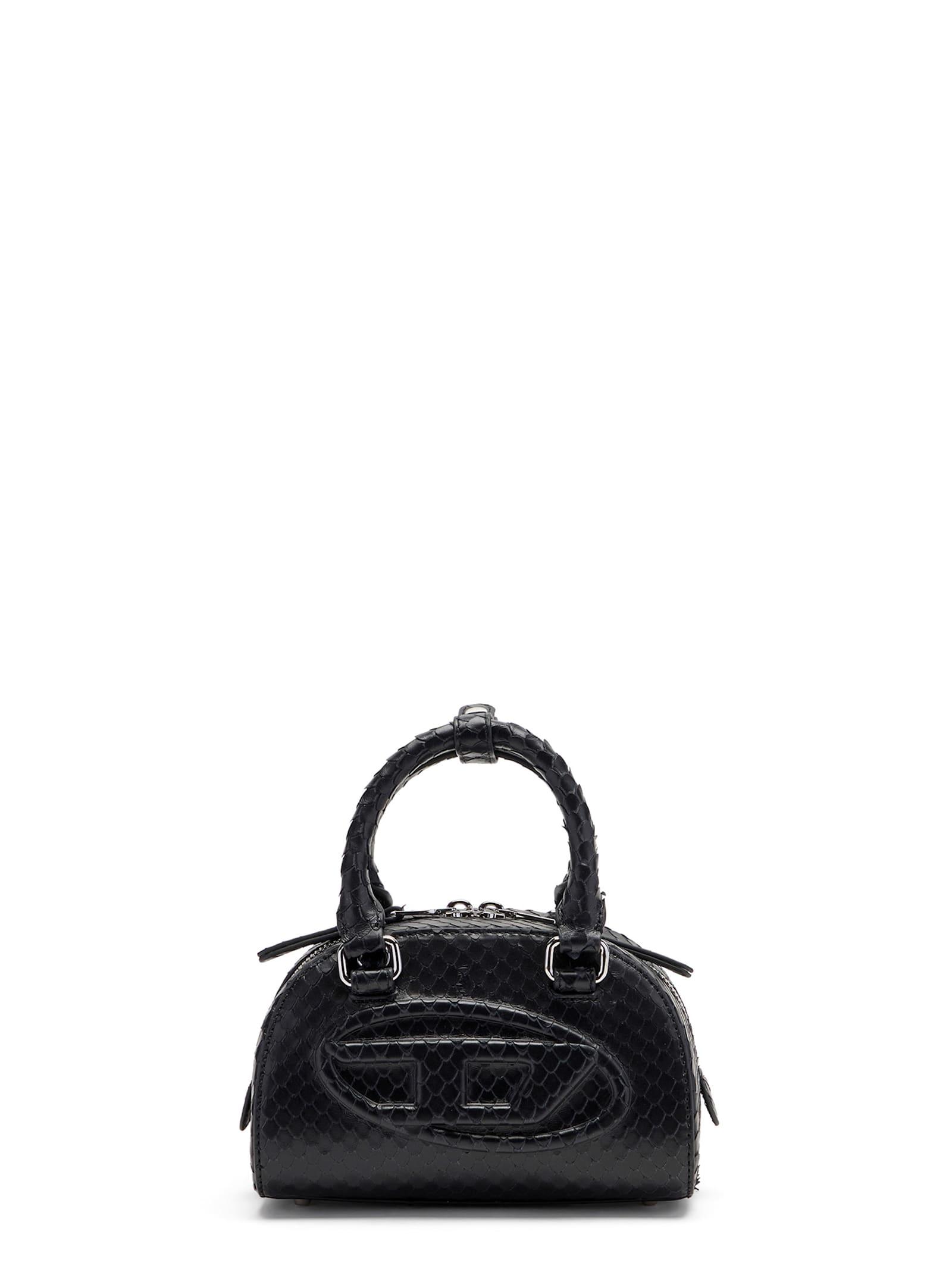 diesel 1dr dome python leather crossbody bag