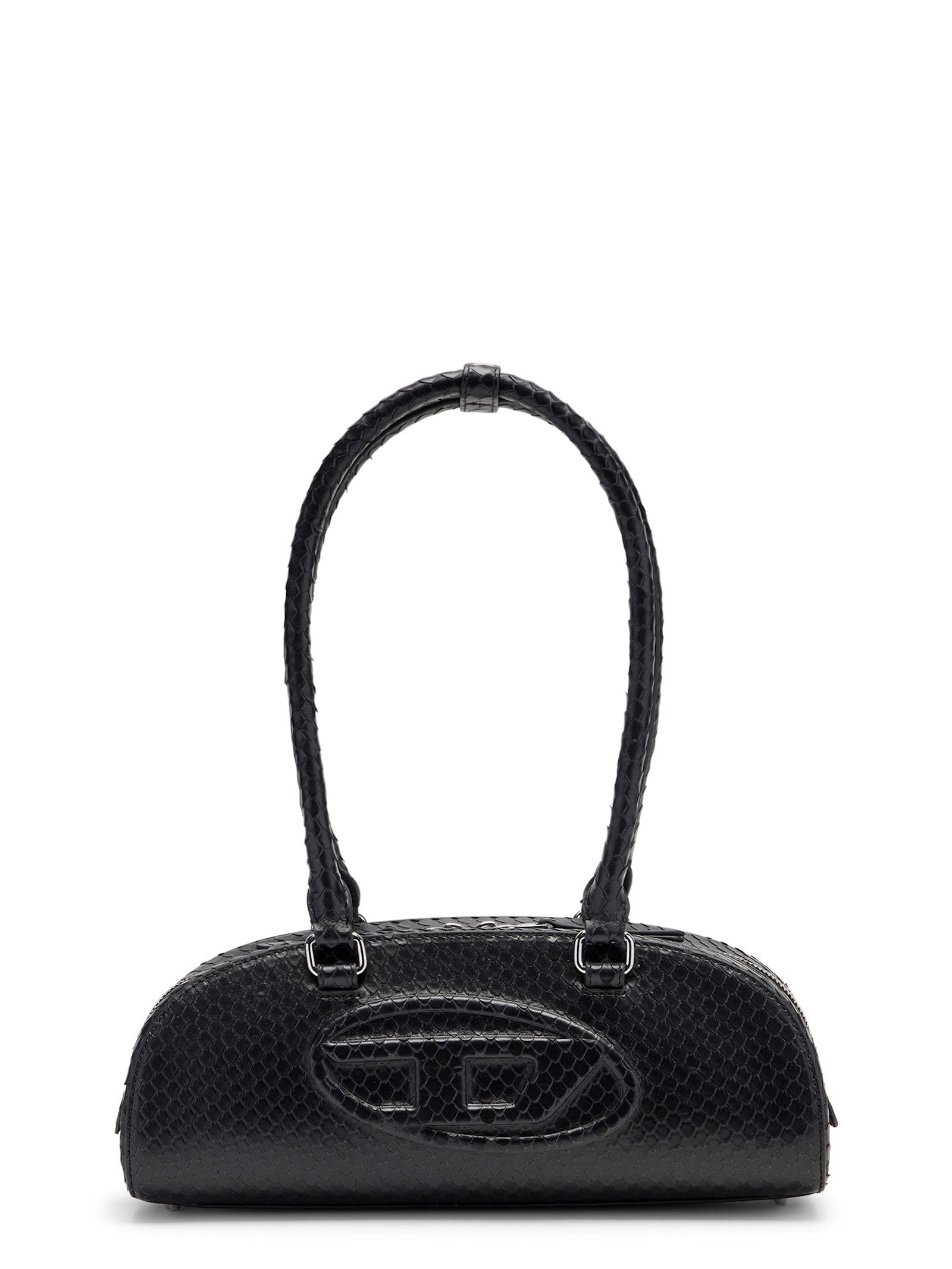 diesel 1dr python effect leather shoulder bag