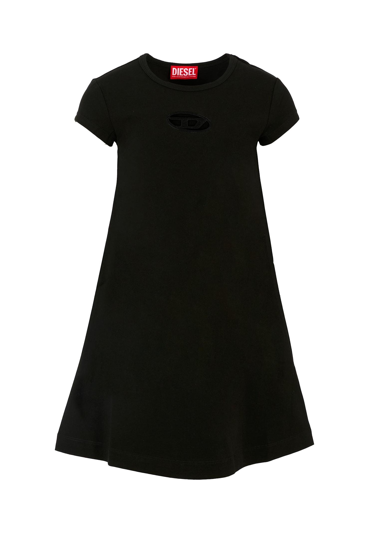 diesel black dress for girl with logo