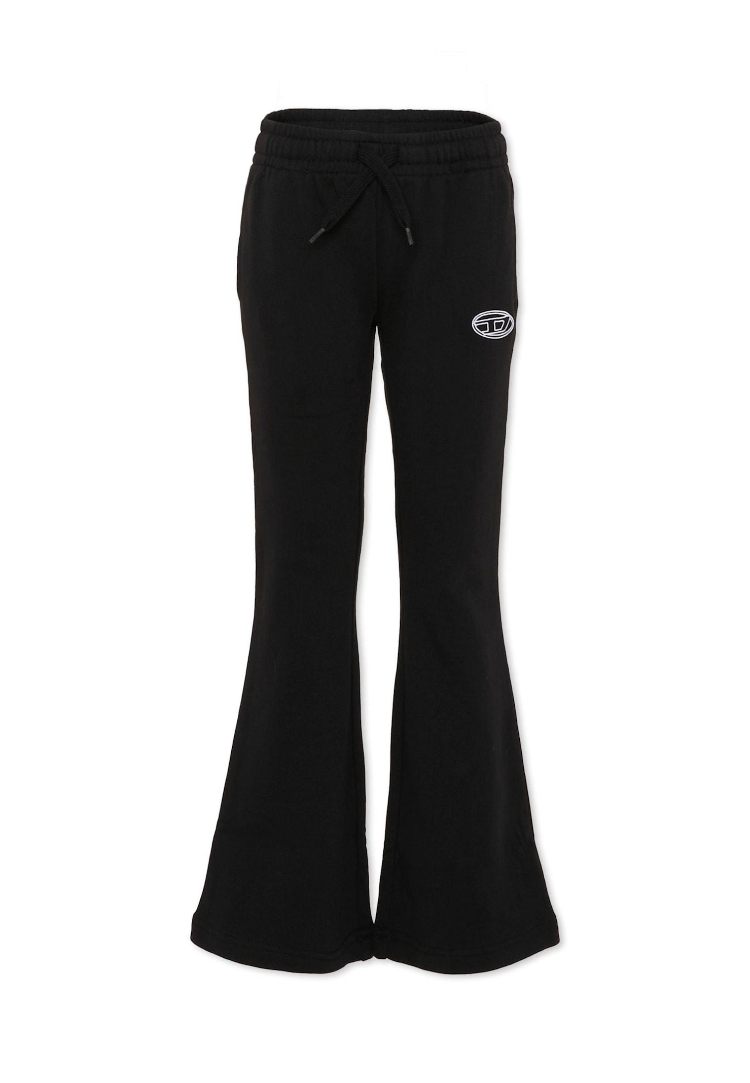 diesel black flared sweatpants for girl with white logo