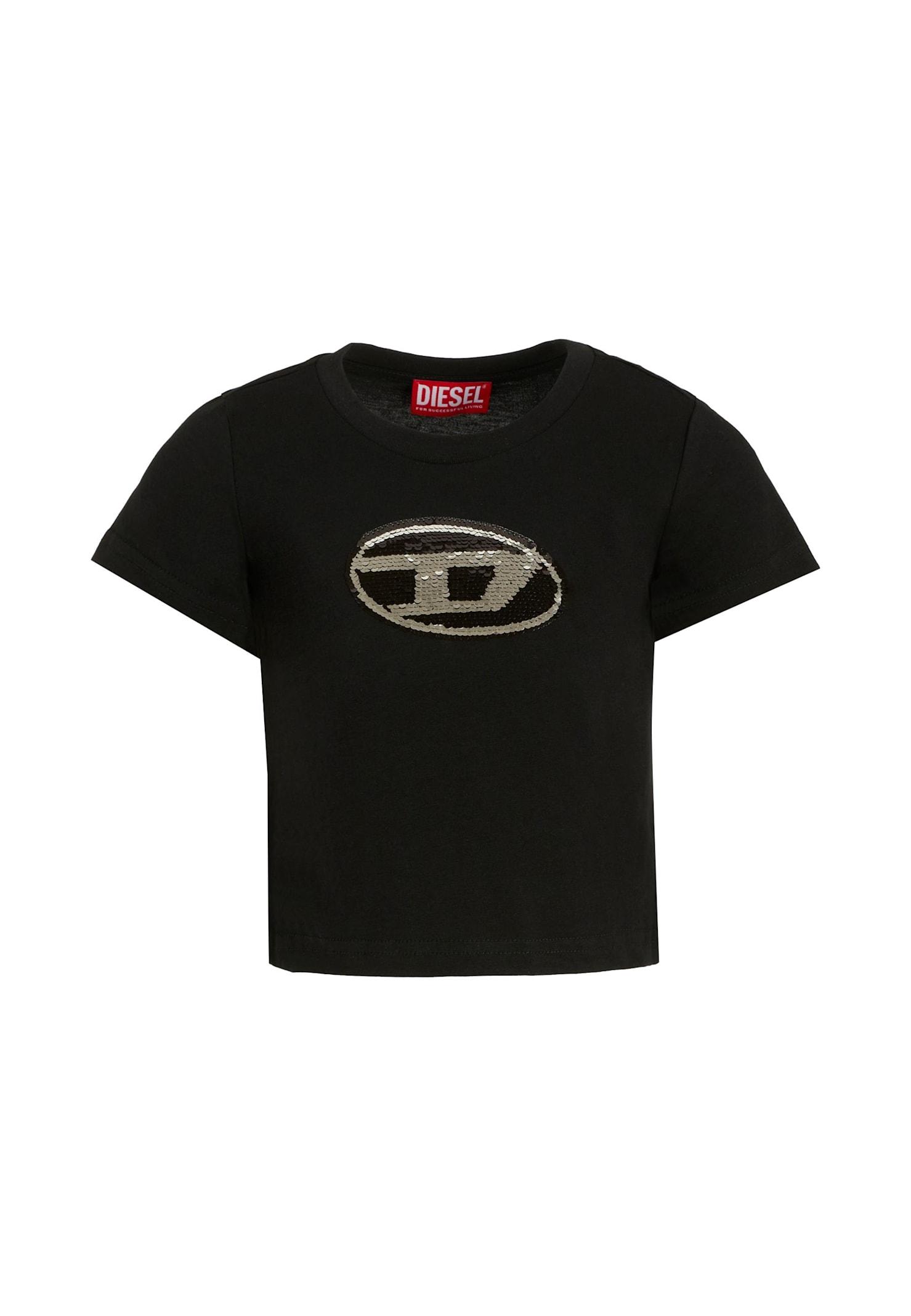 diesel black t-shirt for girl with logo