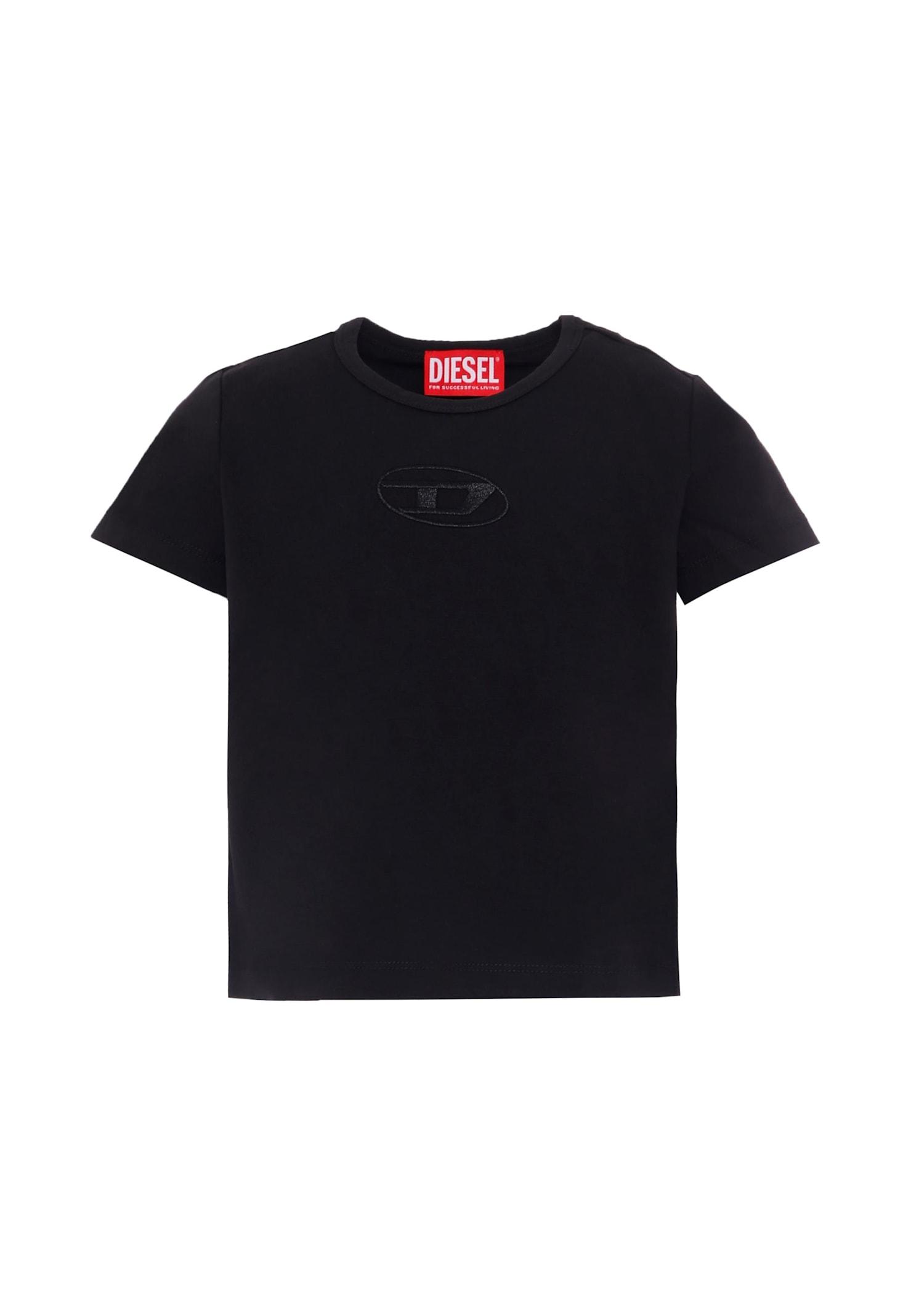 diesel black t-shirt for girl with logo