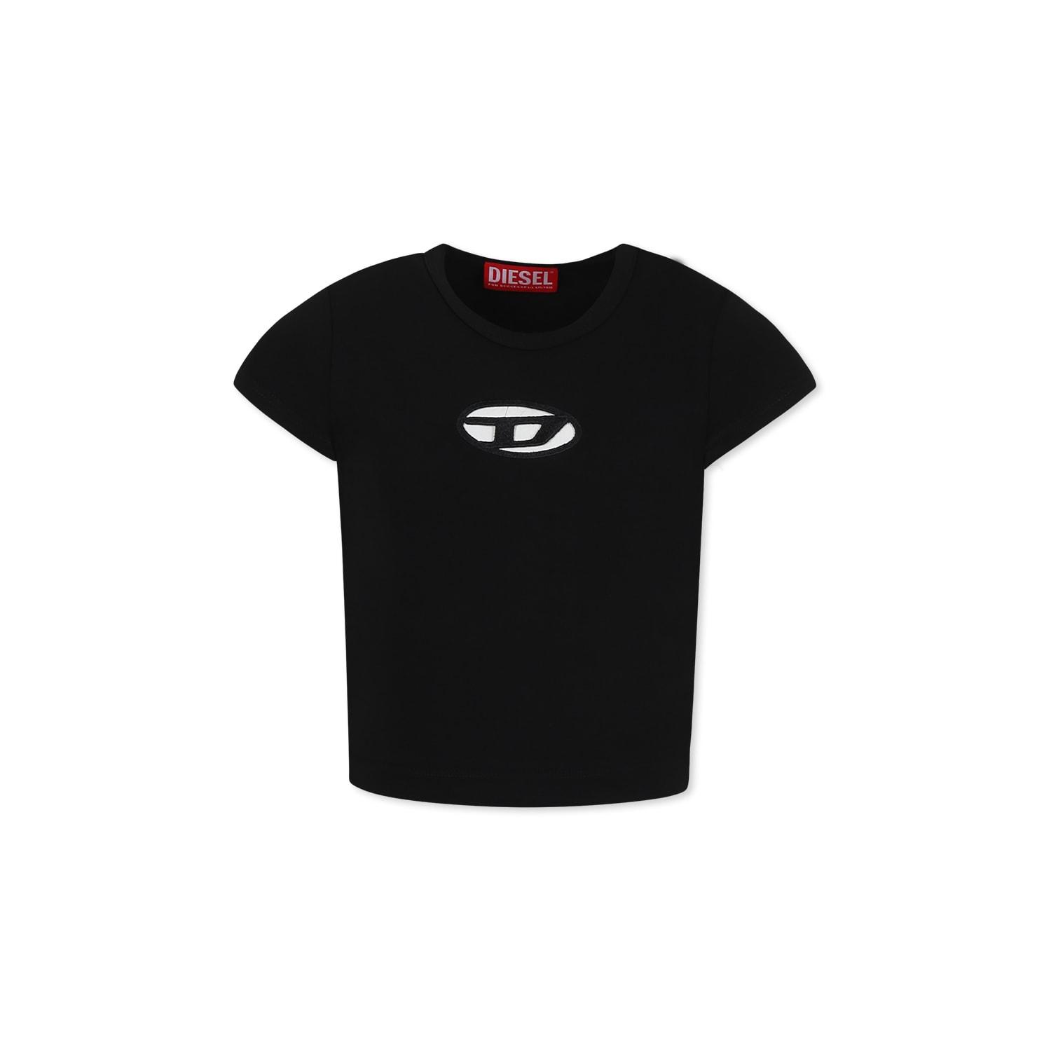 diesel black t-shirt for girl with logo