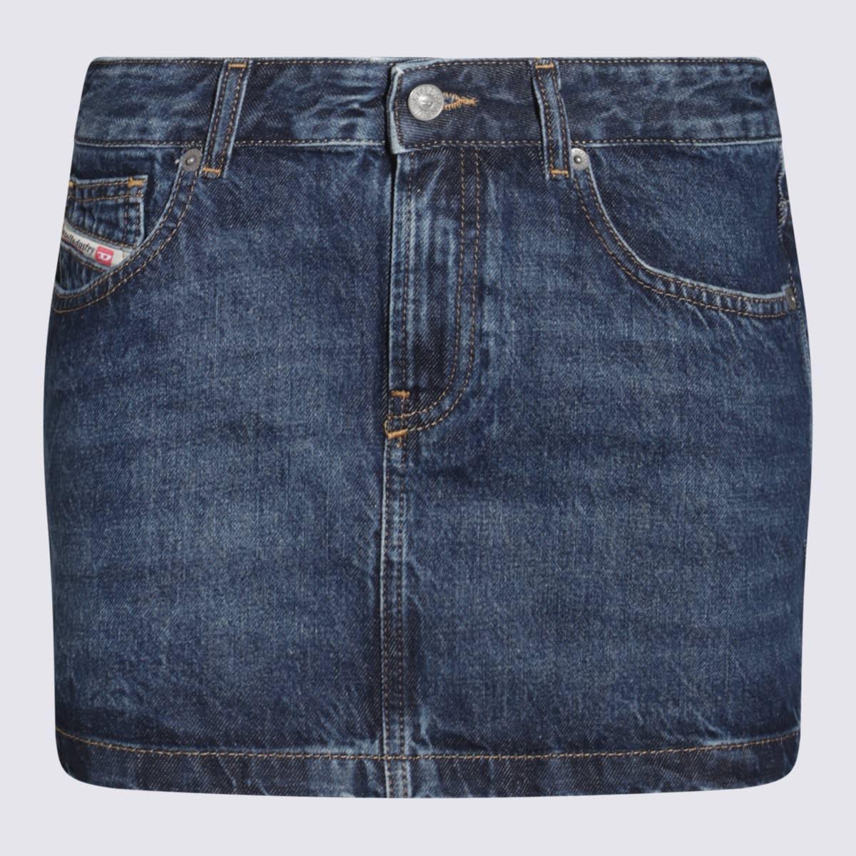 diesel blue cotton mini skirt