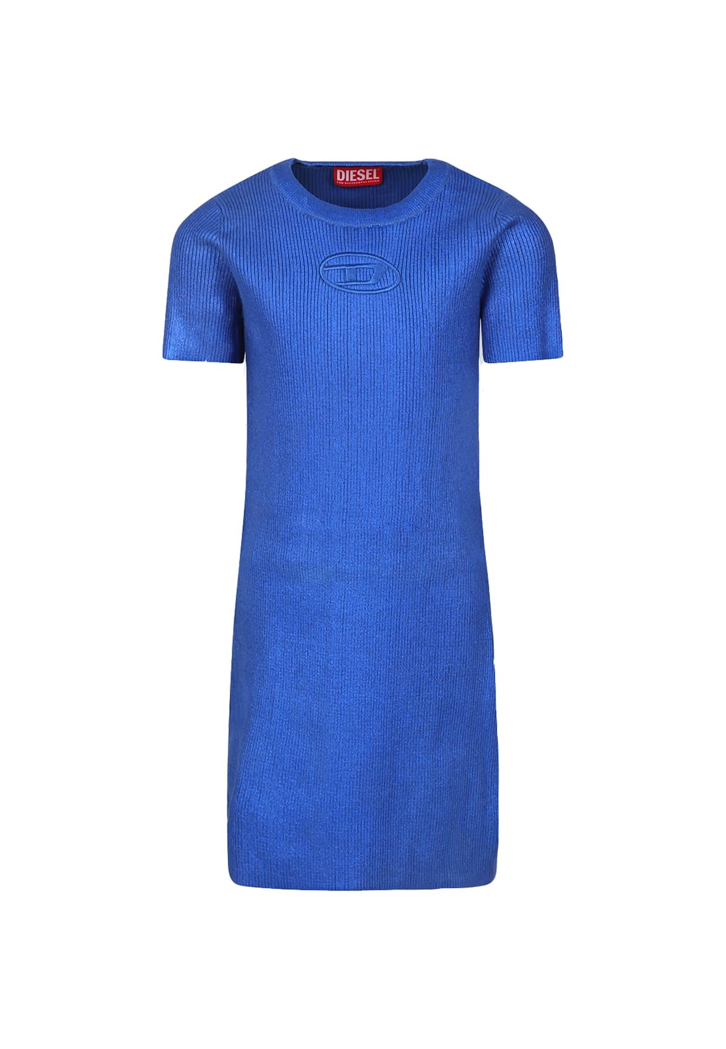 diesel blue dress for girl with logo
