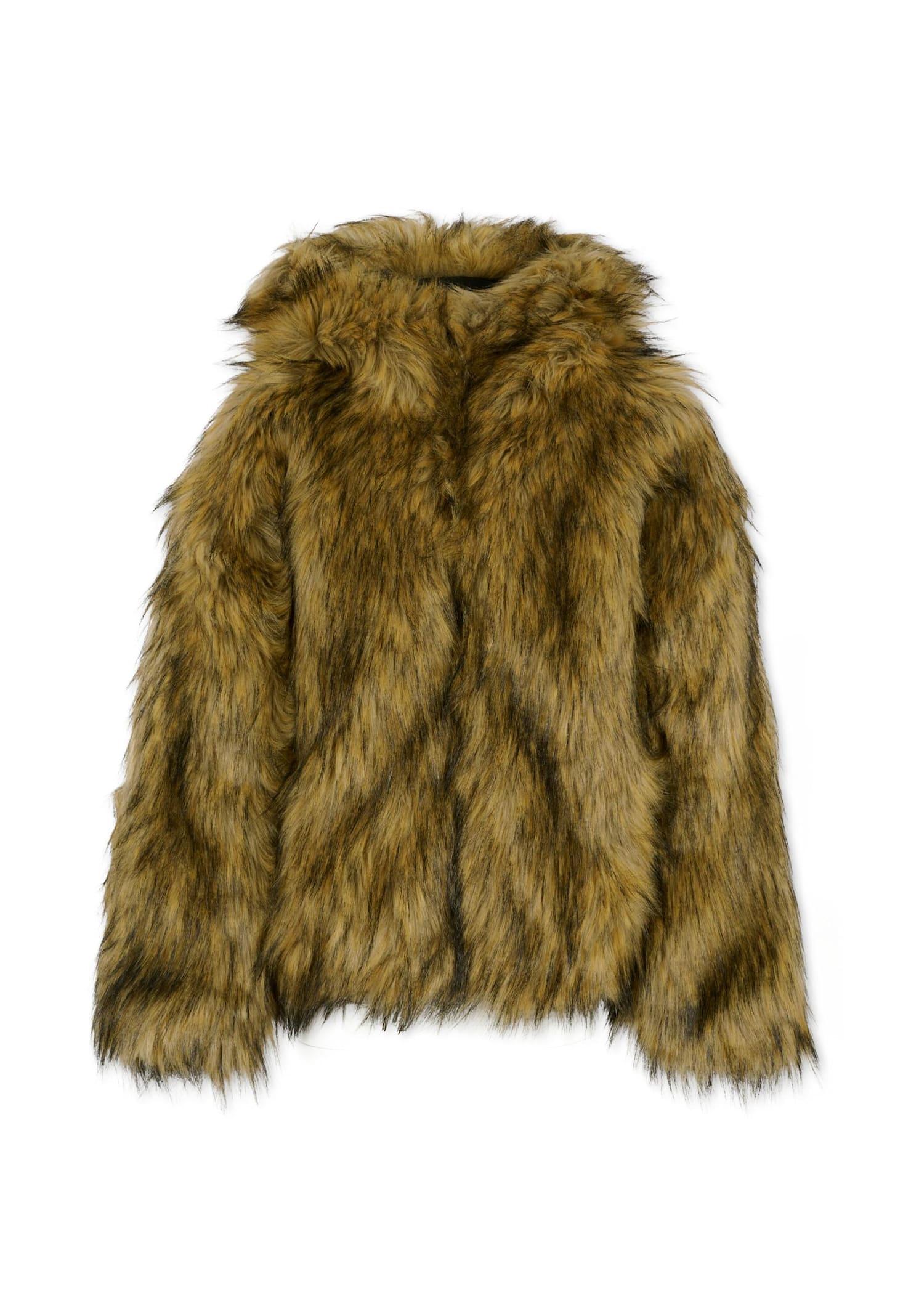 diesel brown faux fur coat for girl