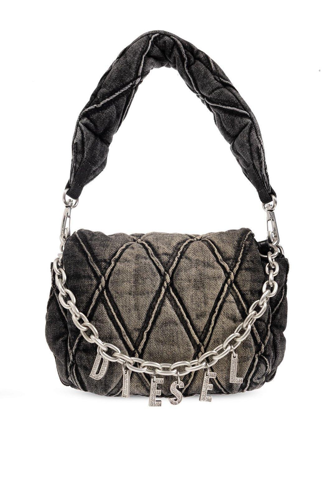 diesel charm d denim shoulder bag