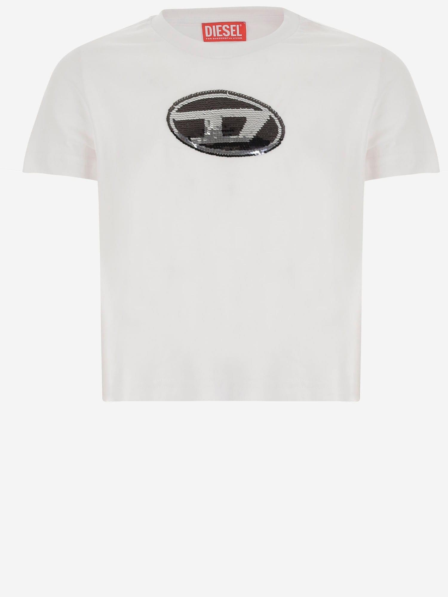 diesel cotton t-shirt with sequin logo