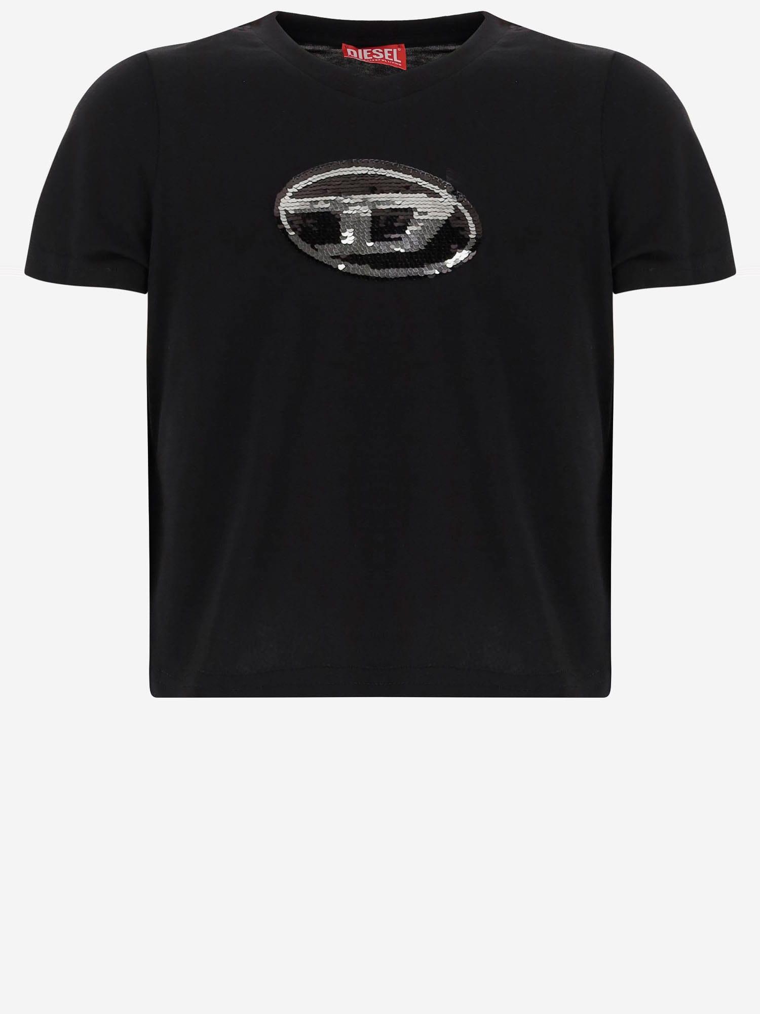 diesel cotton t-shirt with sequin logo