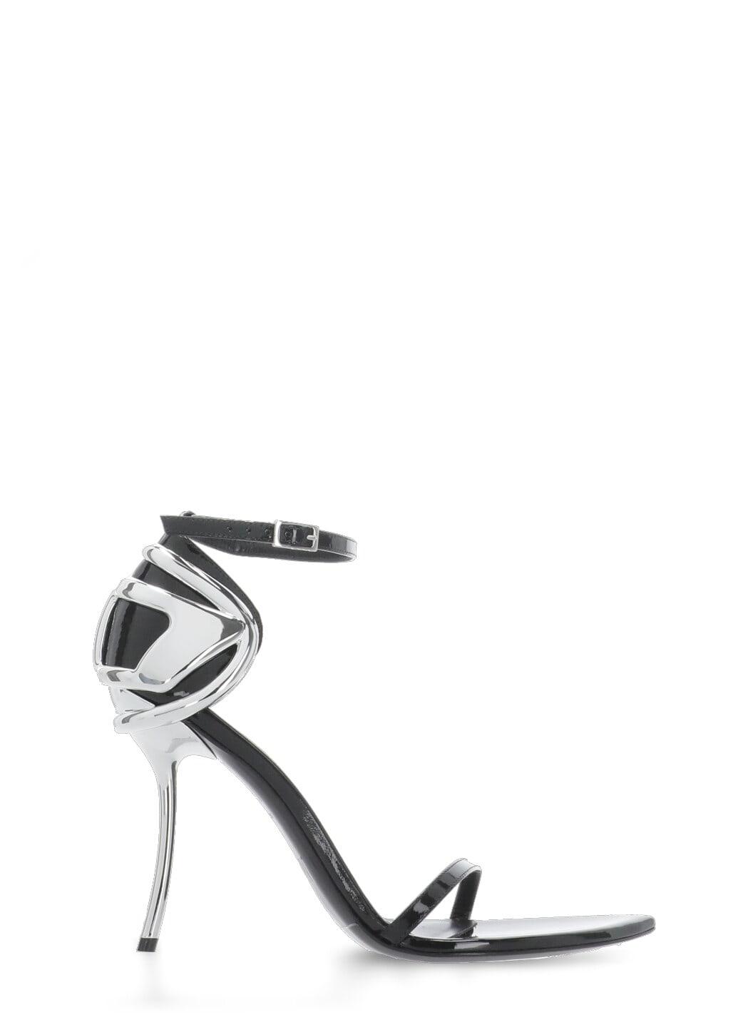 diesel d ten & half p sandals in black patent leather