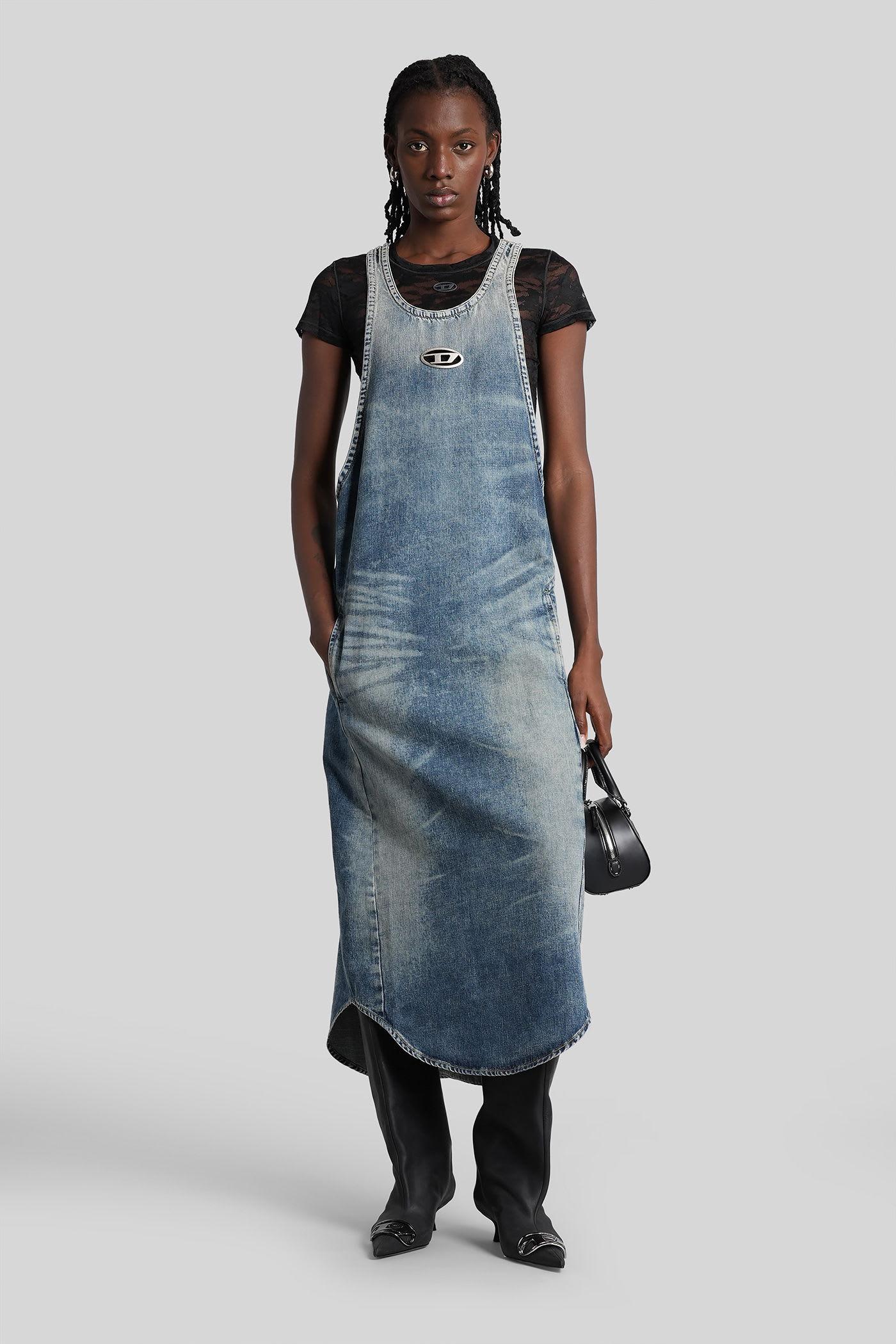diesel de-mariana-s long dress in blue cotton