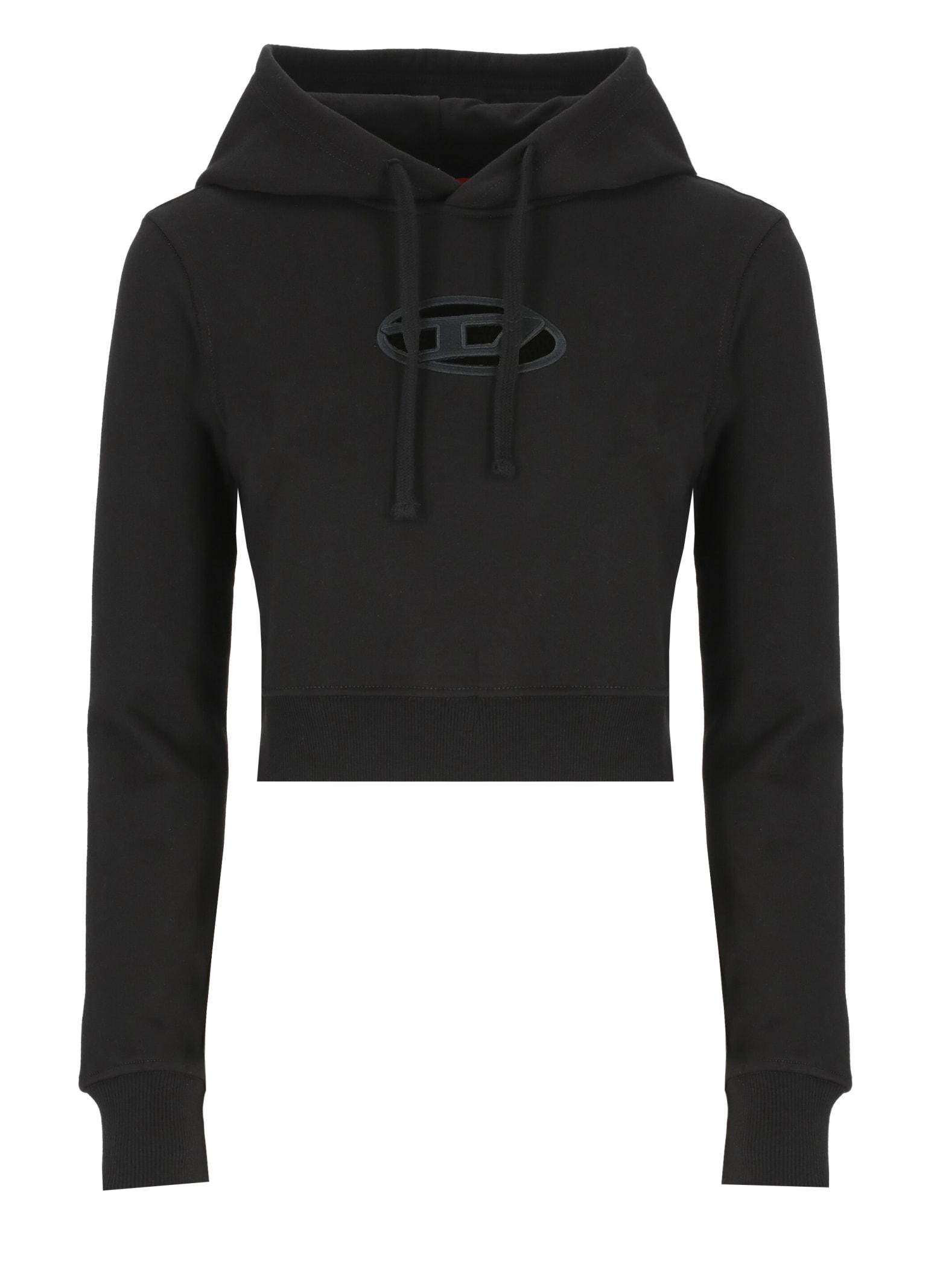 diesel f-slimmy-hood-od cut-out oval d logo hoodie