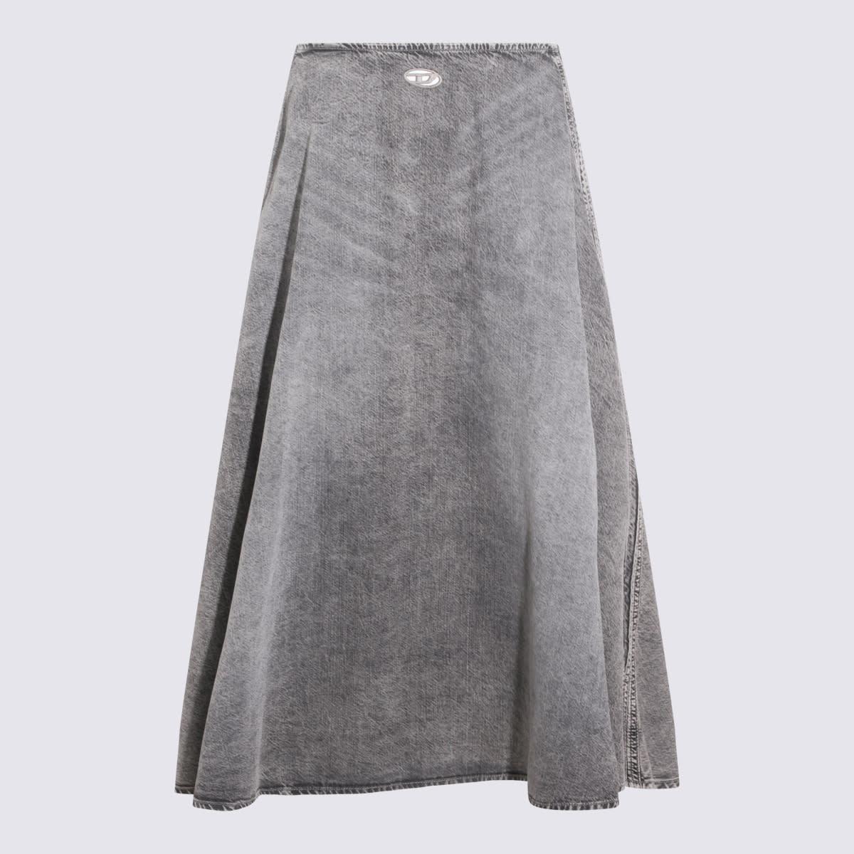 diesel grey cotton midi skirt