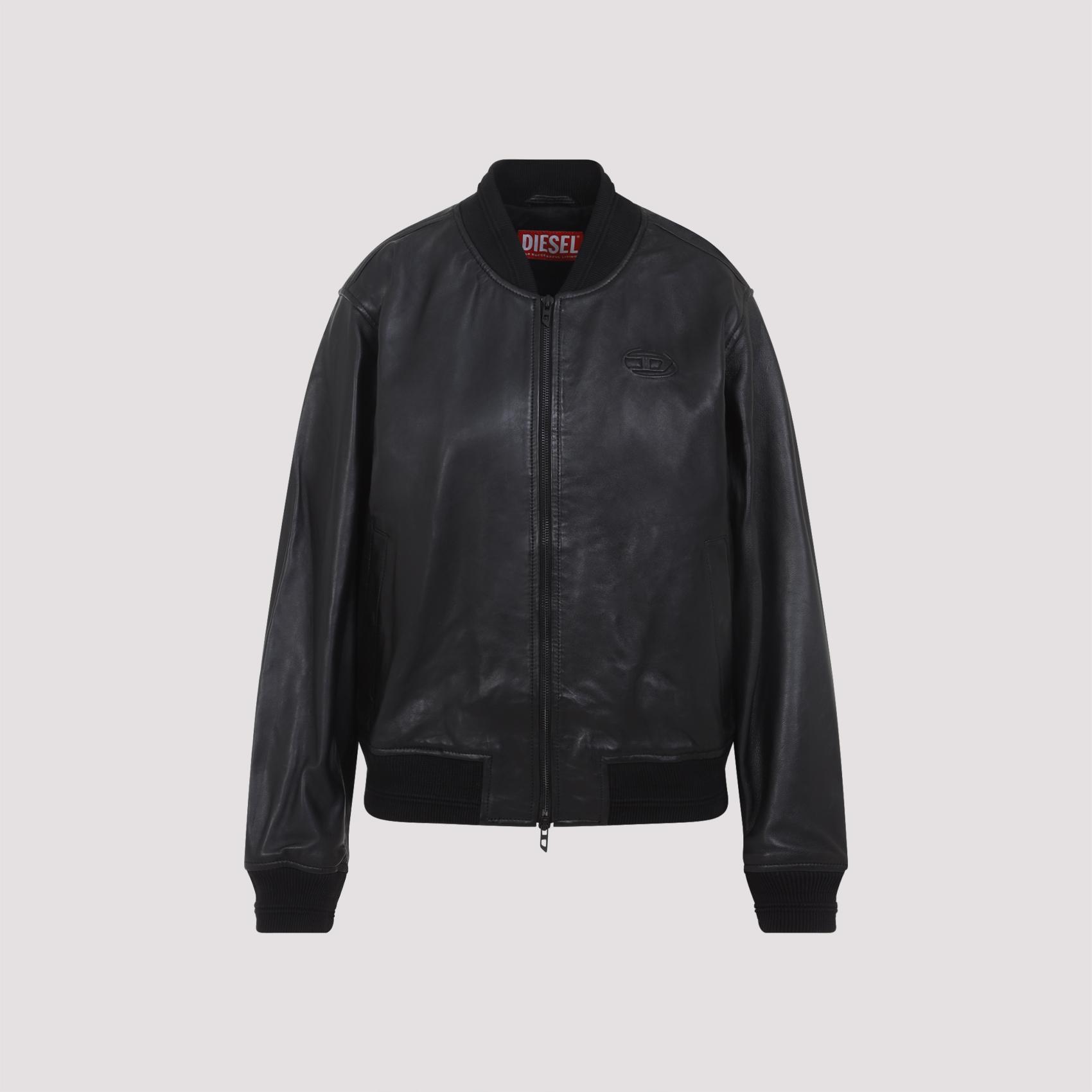 diesel l-ilyan rb jacket black lambskin leather - women