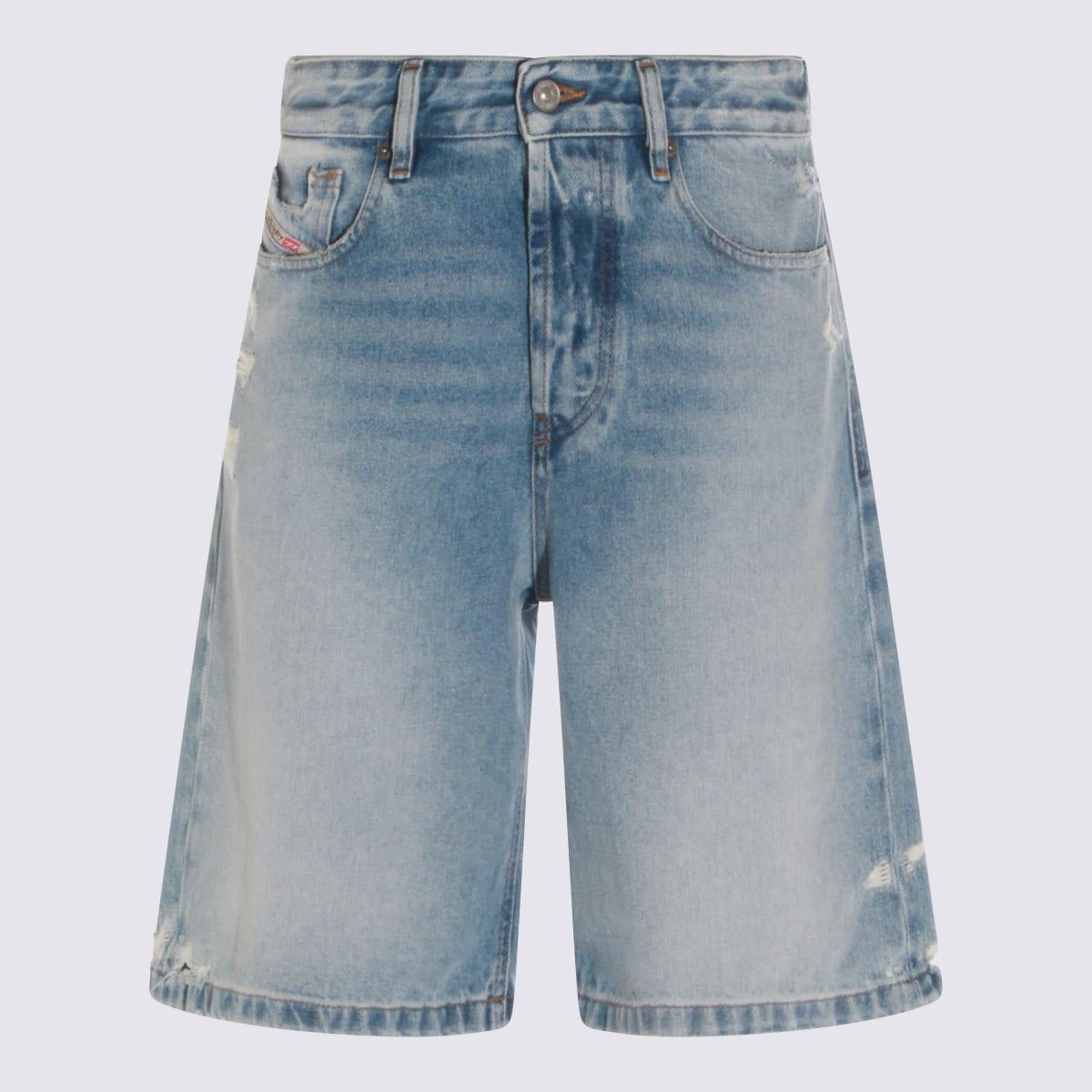 diesel light blue cotton shorts
