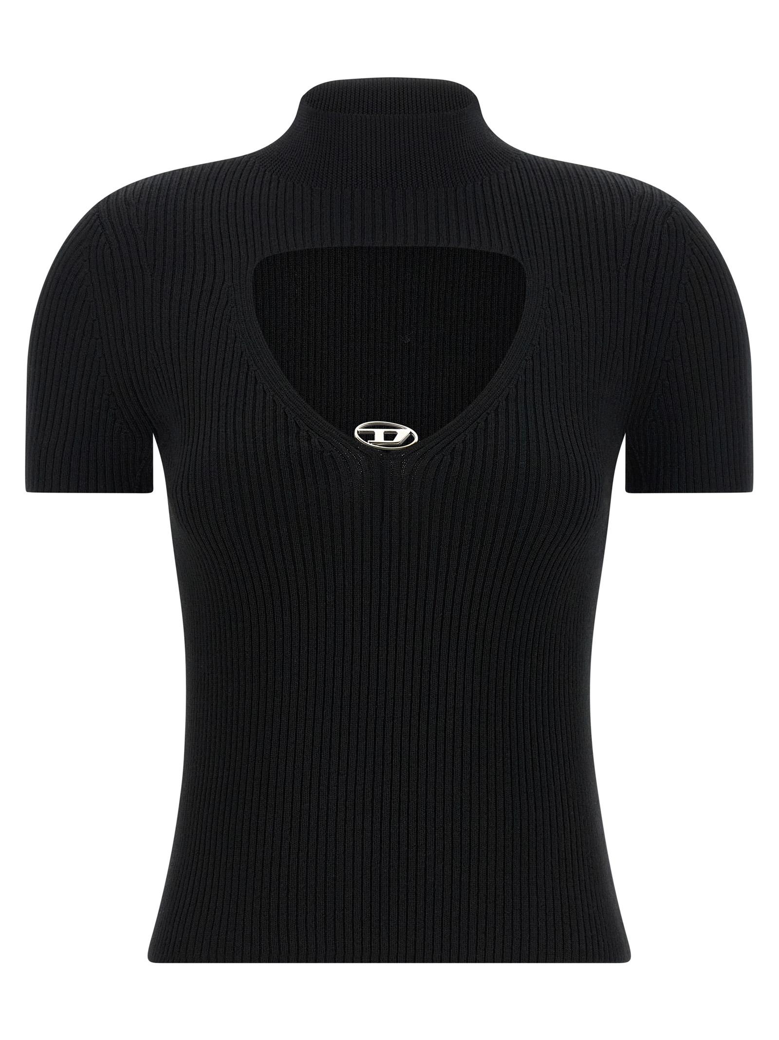 diesel m-olive top black wool tops - women