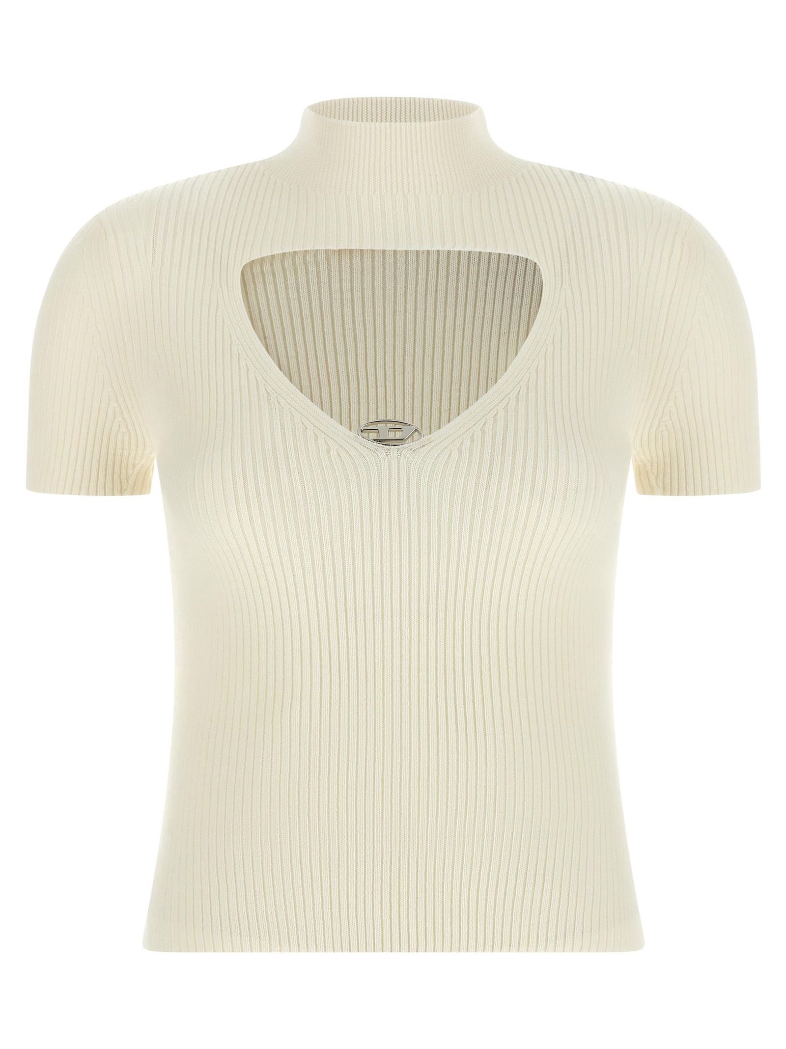 diesel m-olive top white wool tops - women