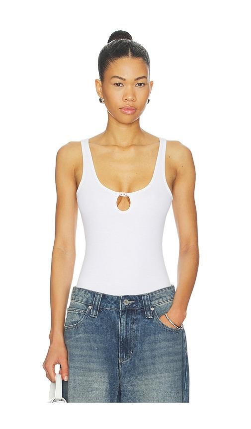 diesel maura denim bodysuit in white.