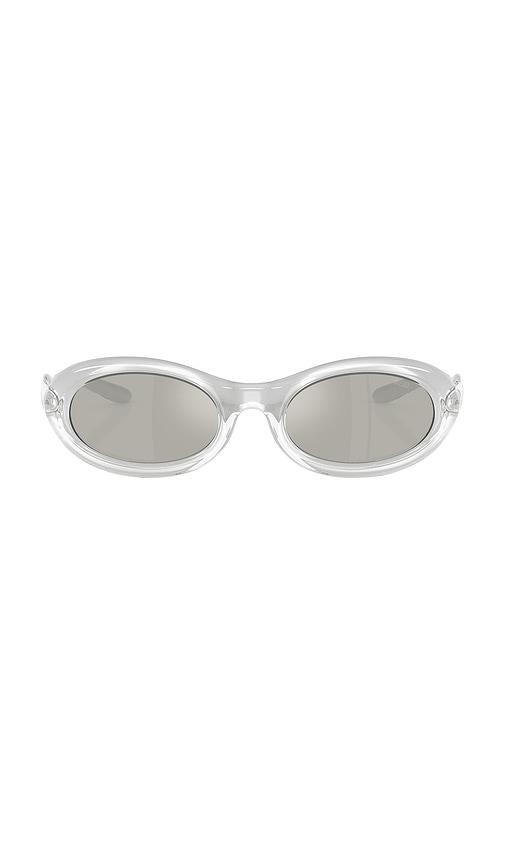 diesel oval sunglasses in metallic silver.