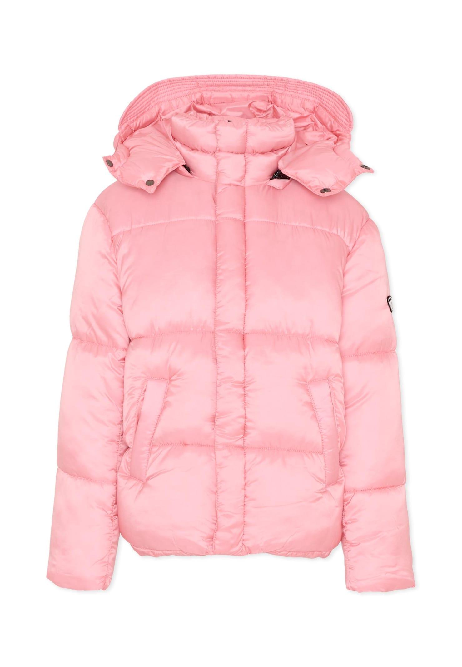 diesel pink down jacket for girl with logo