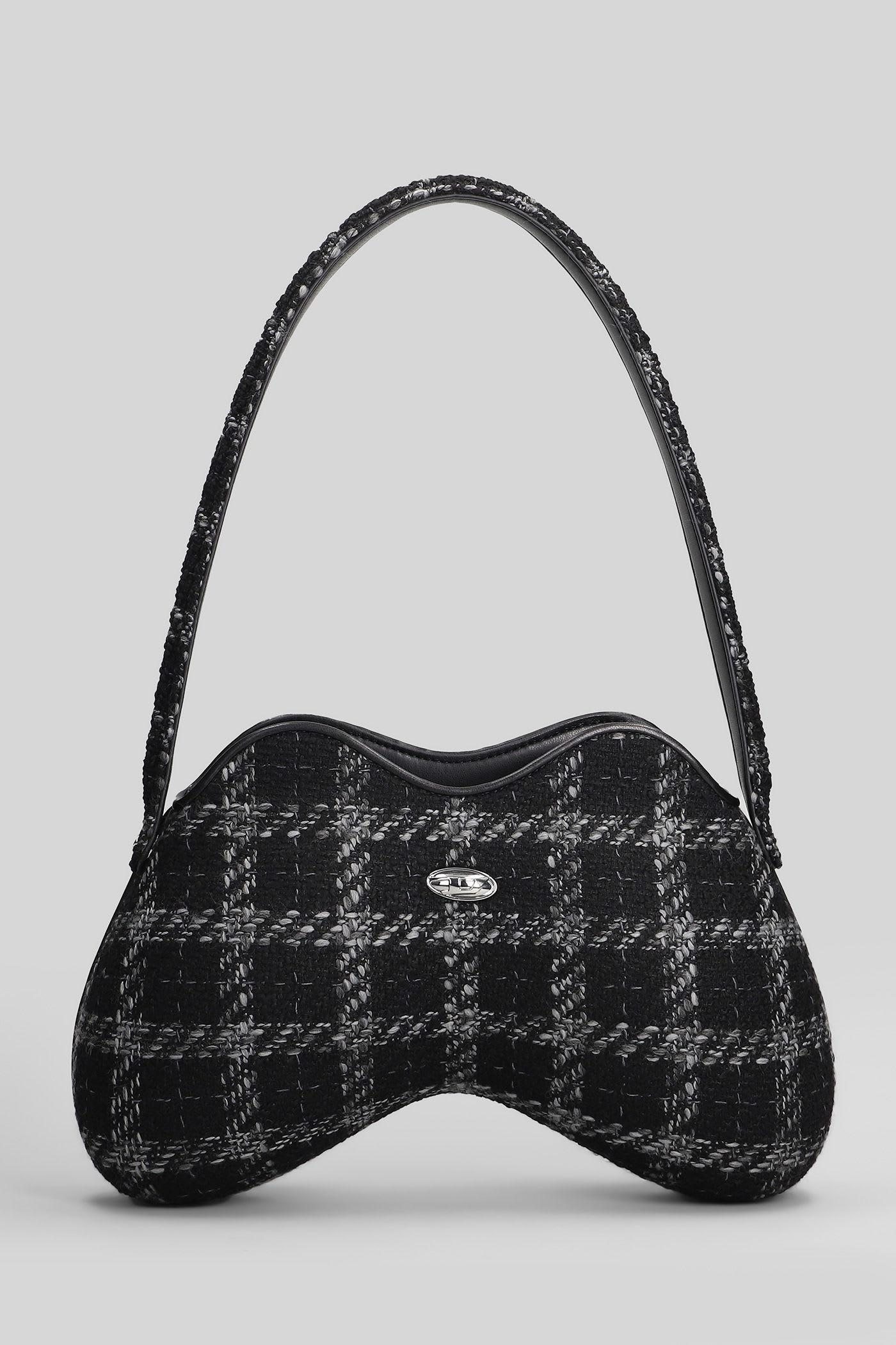diesel play double-d shoulder bag in black polyester