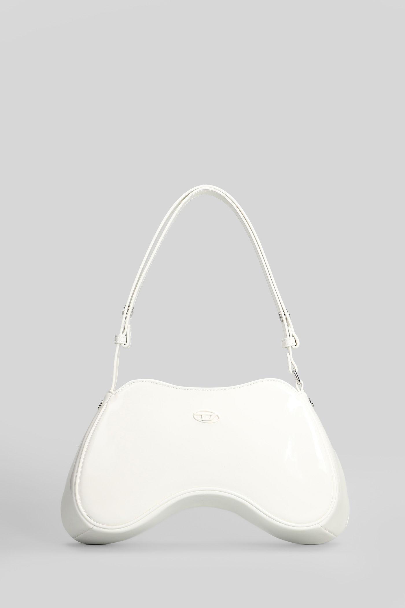 diesel play shoulder shoulder bag in white leather