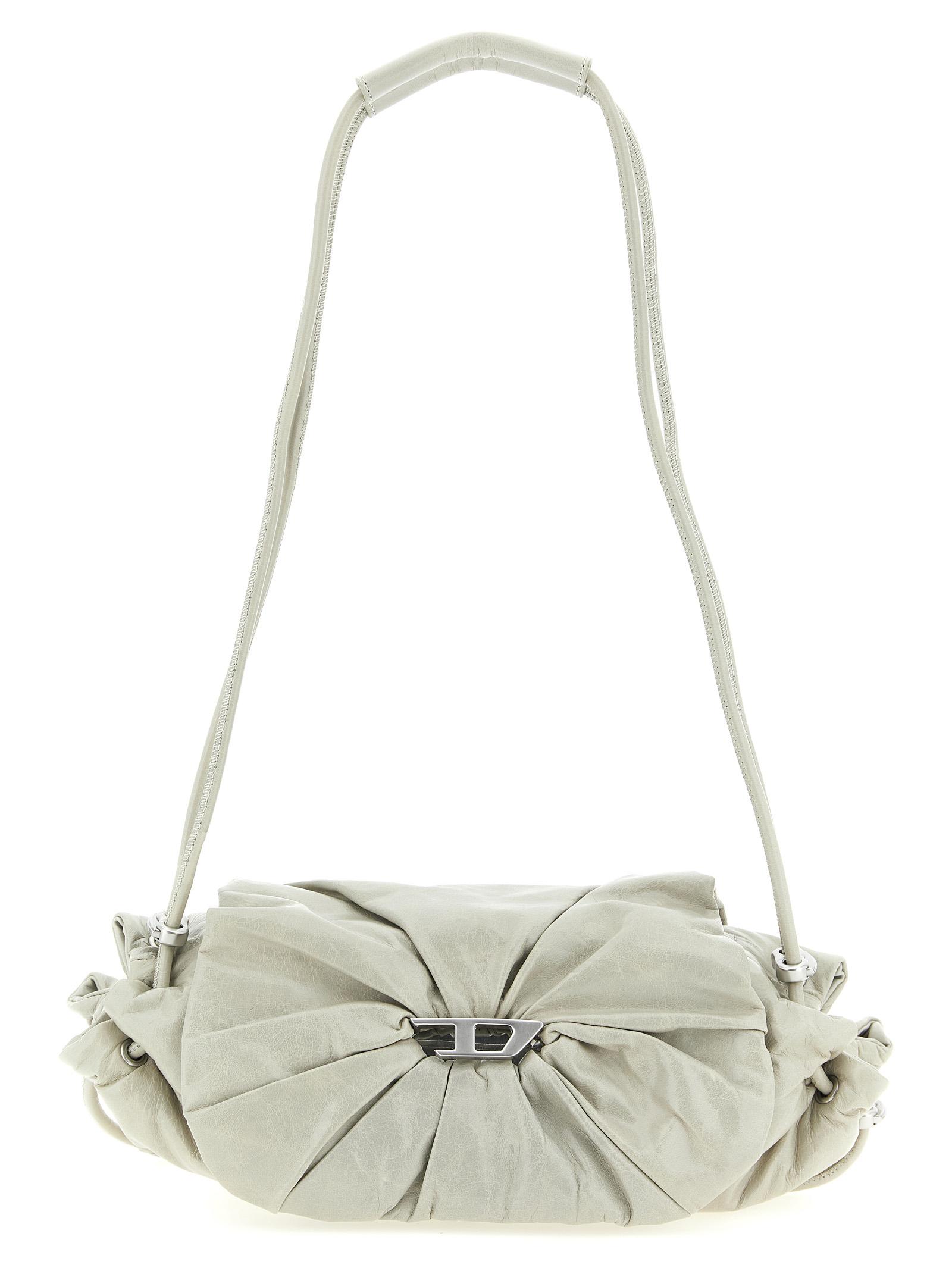 diesel scrunch-d shoulder s bag beige polyurethane - women