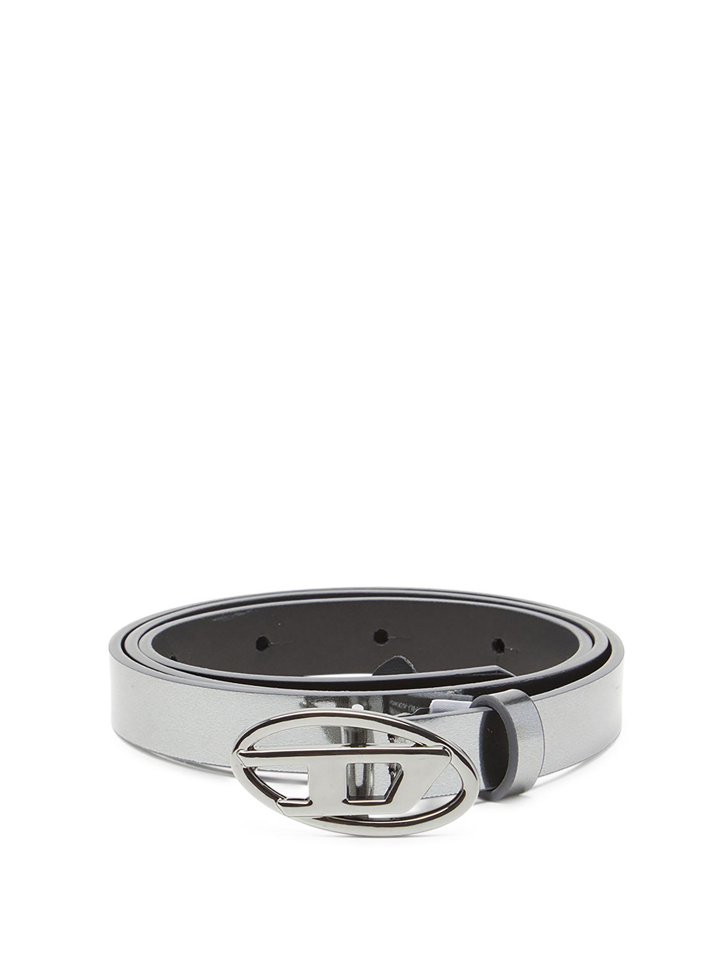 diesel silver leather belt