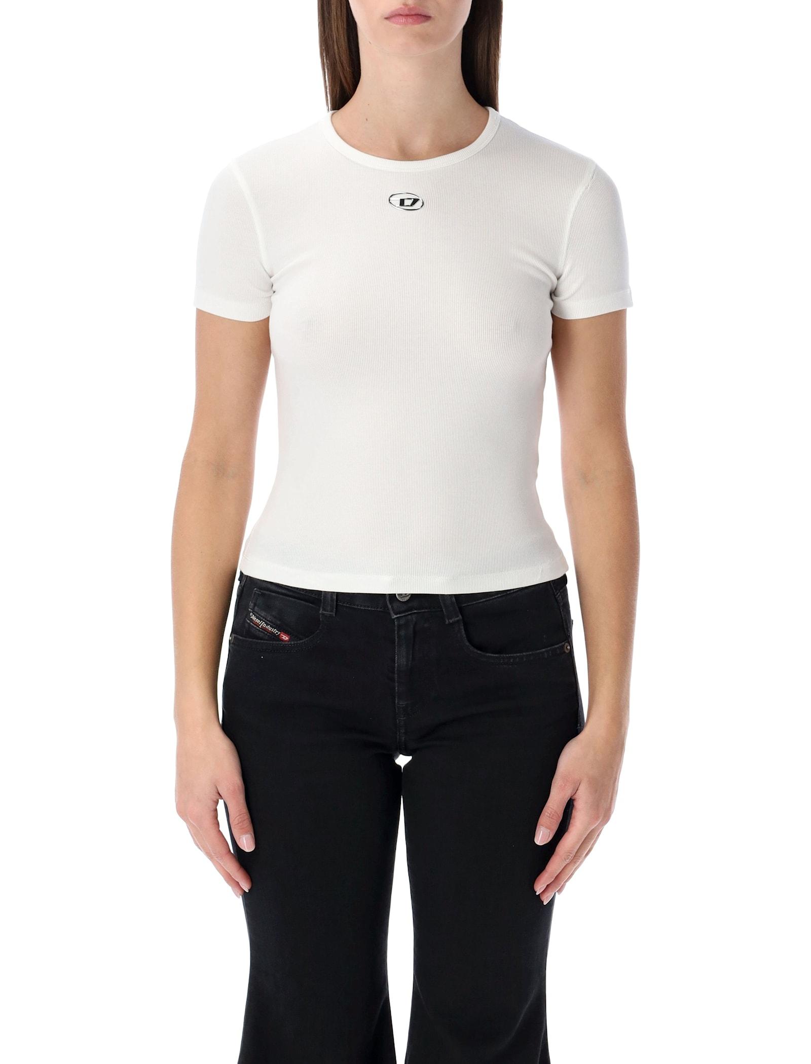 diesel slim-fit stretch cotton t-shirt with metallic oval d logo
