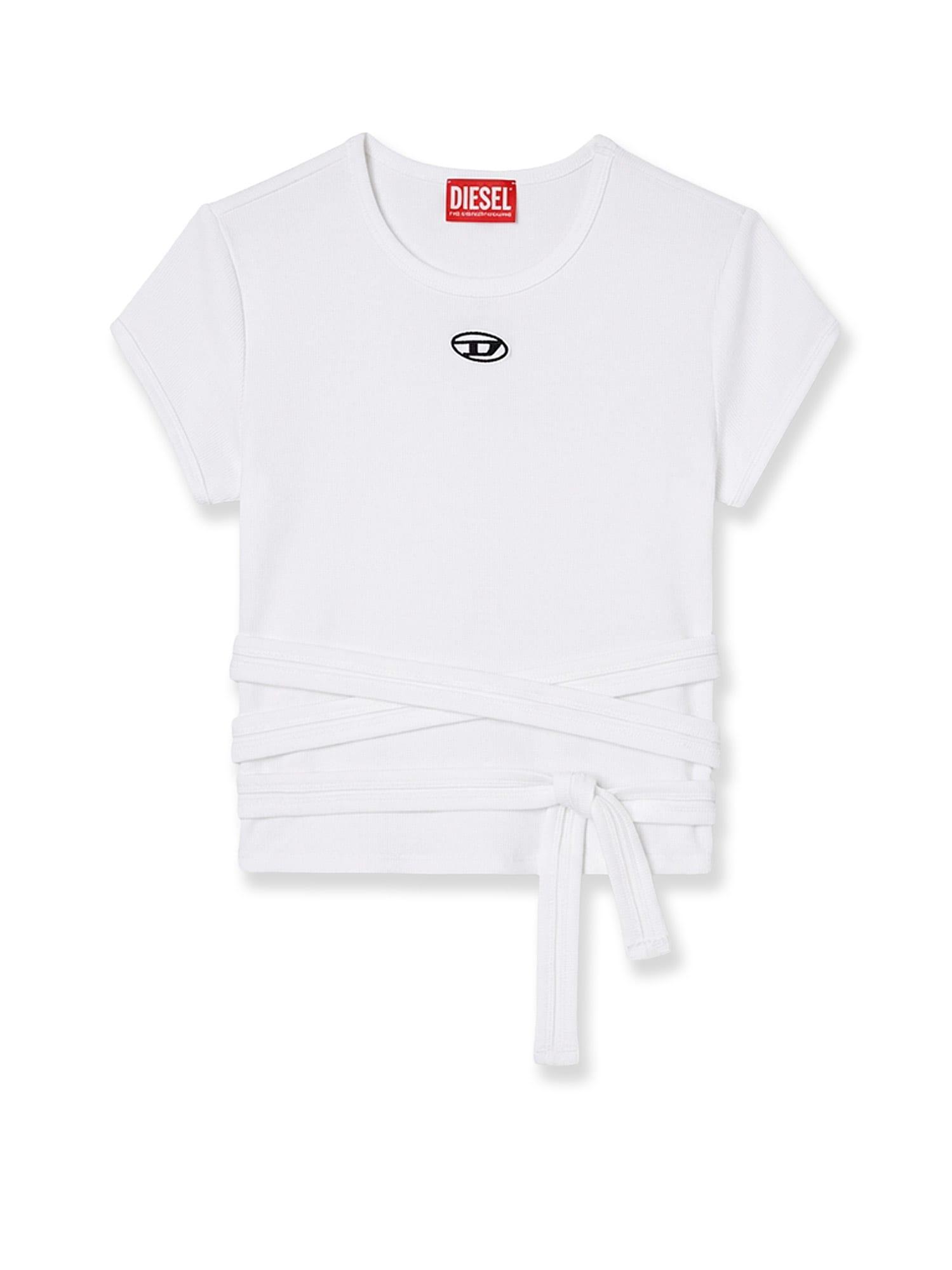 diesel t-bunny-tail- s1 cotton t-shirt with tie bands