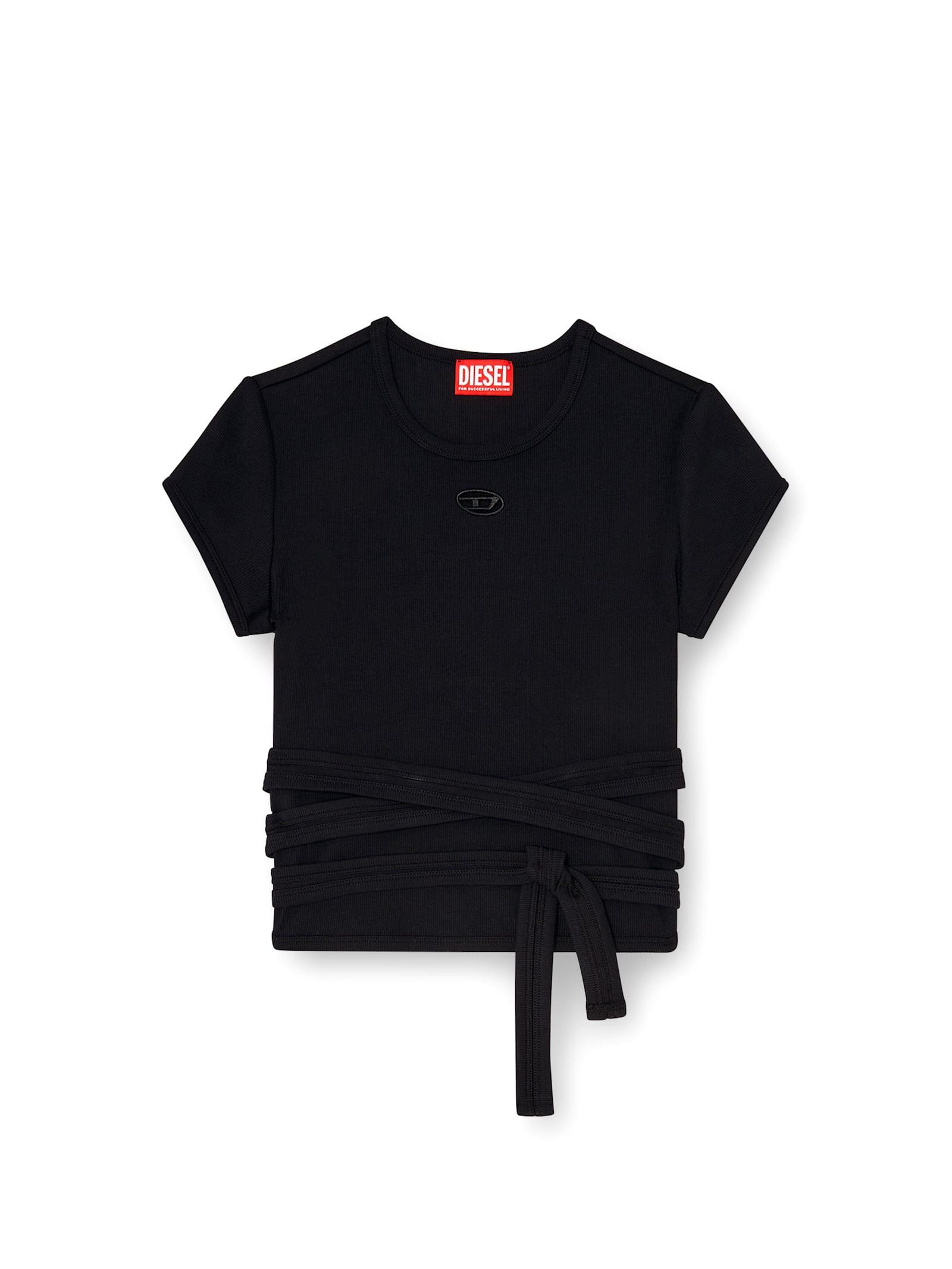 diesel t-bunny-tail-s1 cotton t-shirt with tie bands
